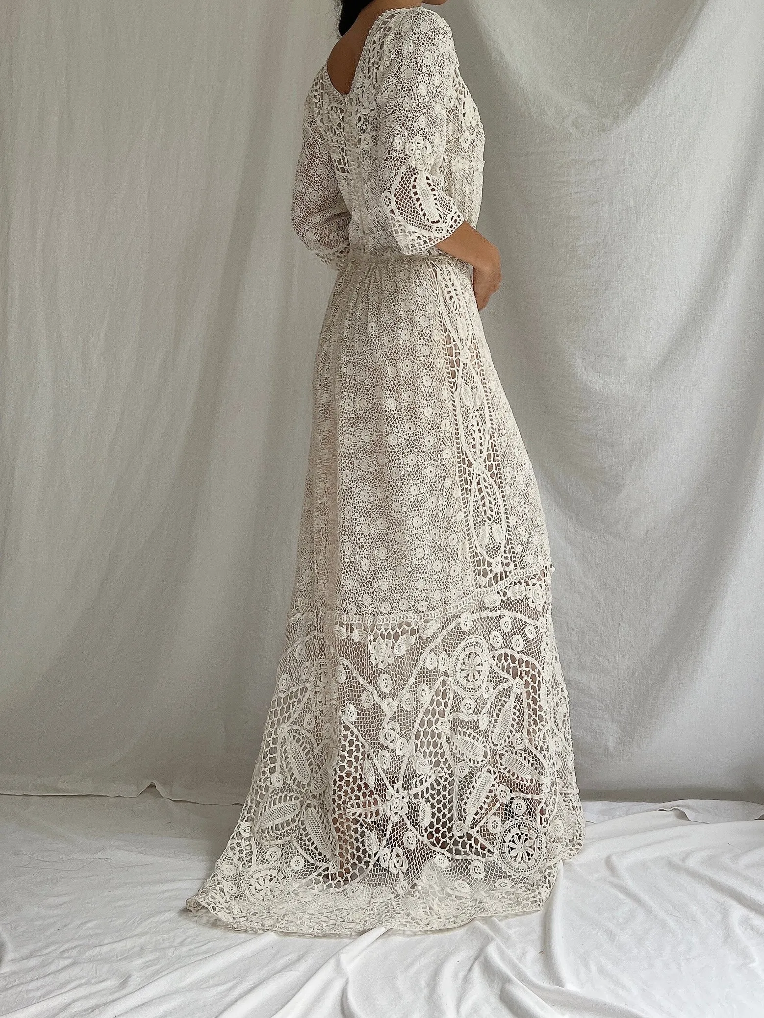 Antique Irish Crochet Dress - S