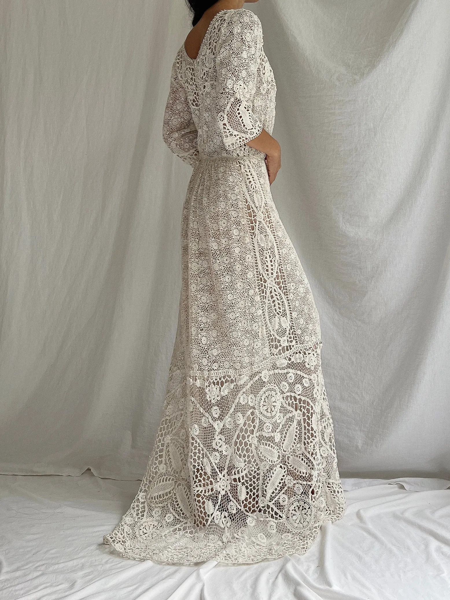 Antique Irish Crochet Dress - S