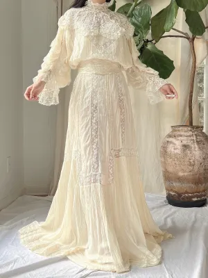 Antique Silk Puff Sleeves Ensemble - S/M