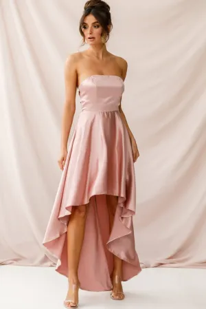Belle Strapless High-Low Hem Dress Mocha