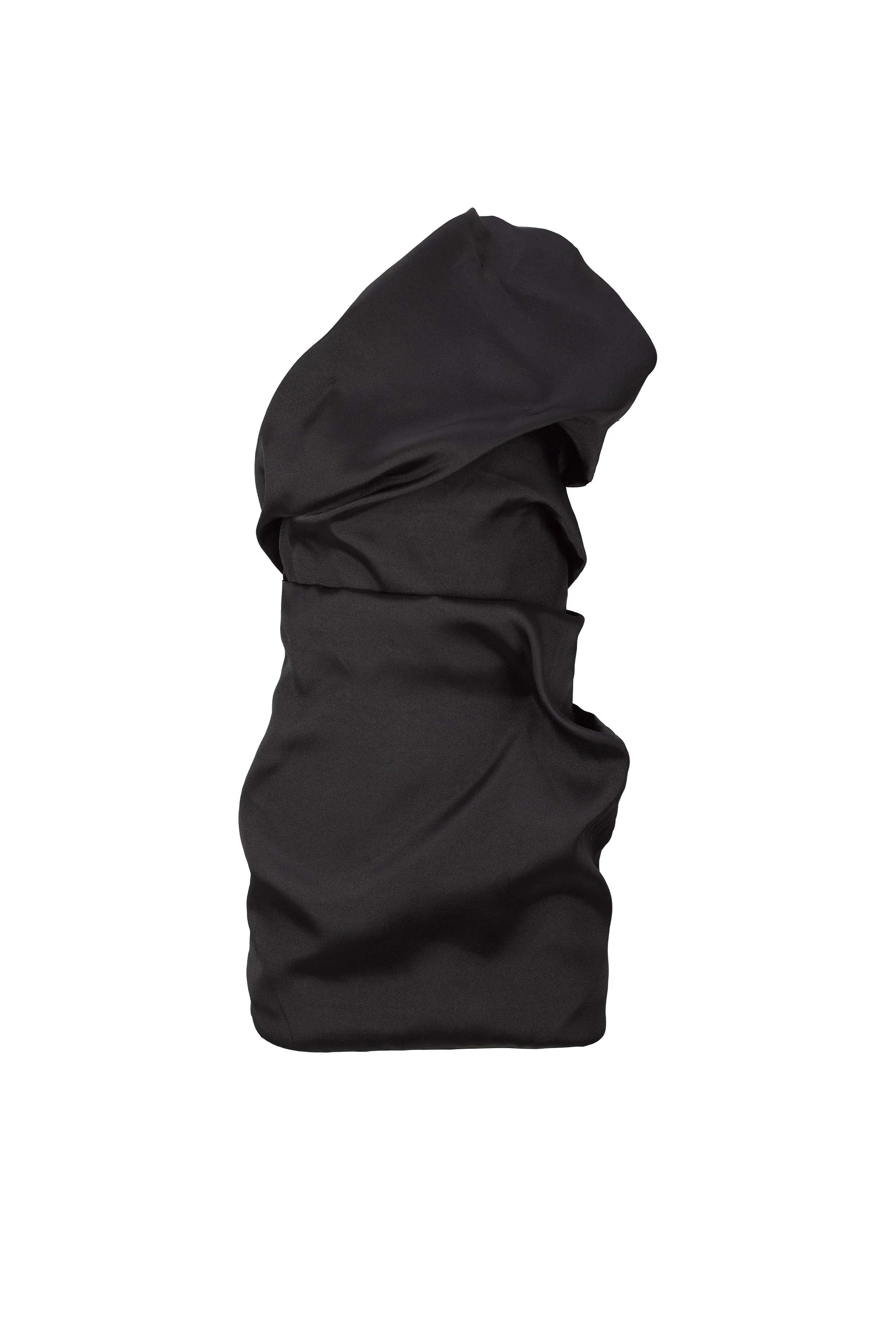BLACK SLEEVELESS FITTED DRAPED MINI DRESS