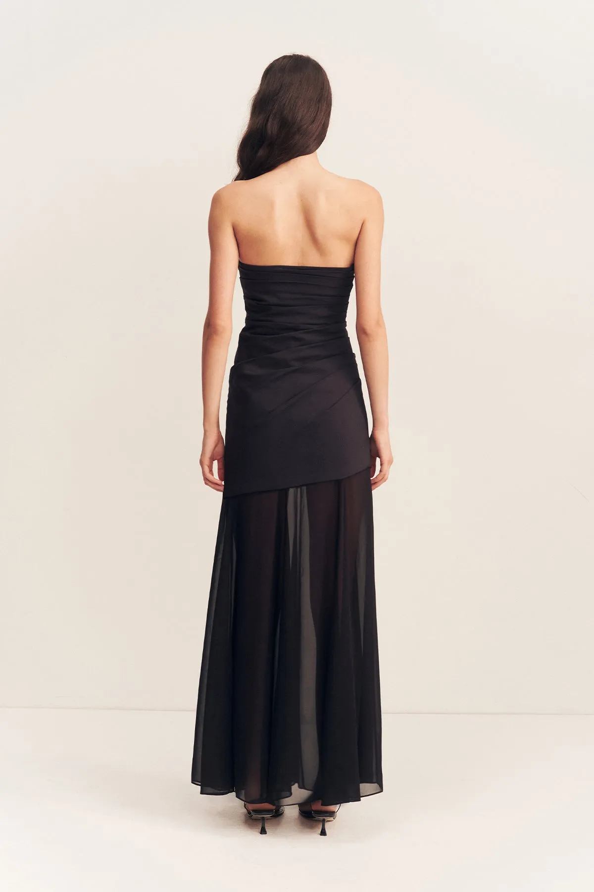 BLAINEY STRAPLESS DRAPED MAXI DRESS - BLACK