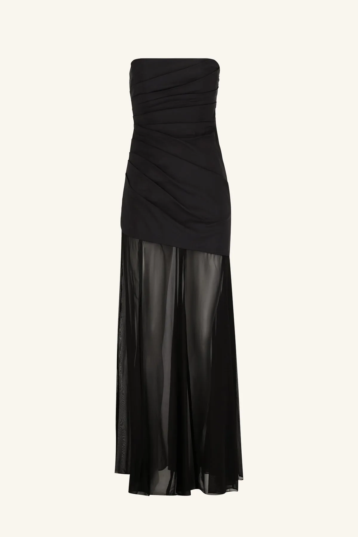 BLAINEY STRAPLESS DRAPED MAXI DRESS - BLACK