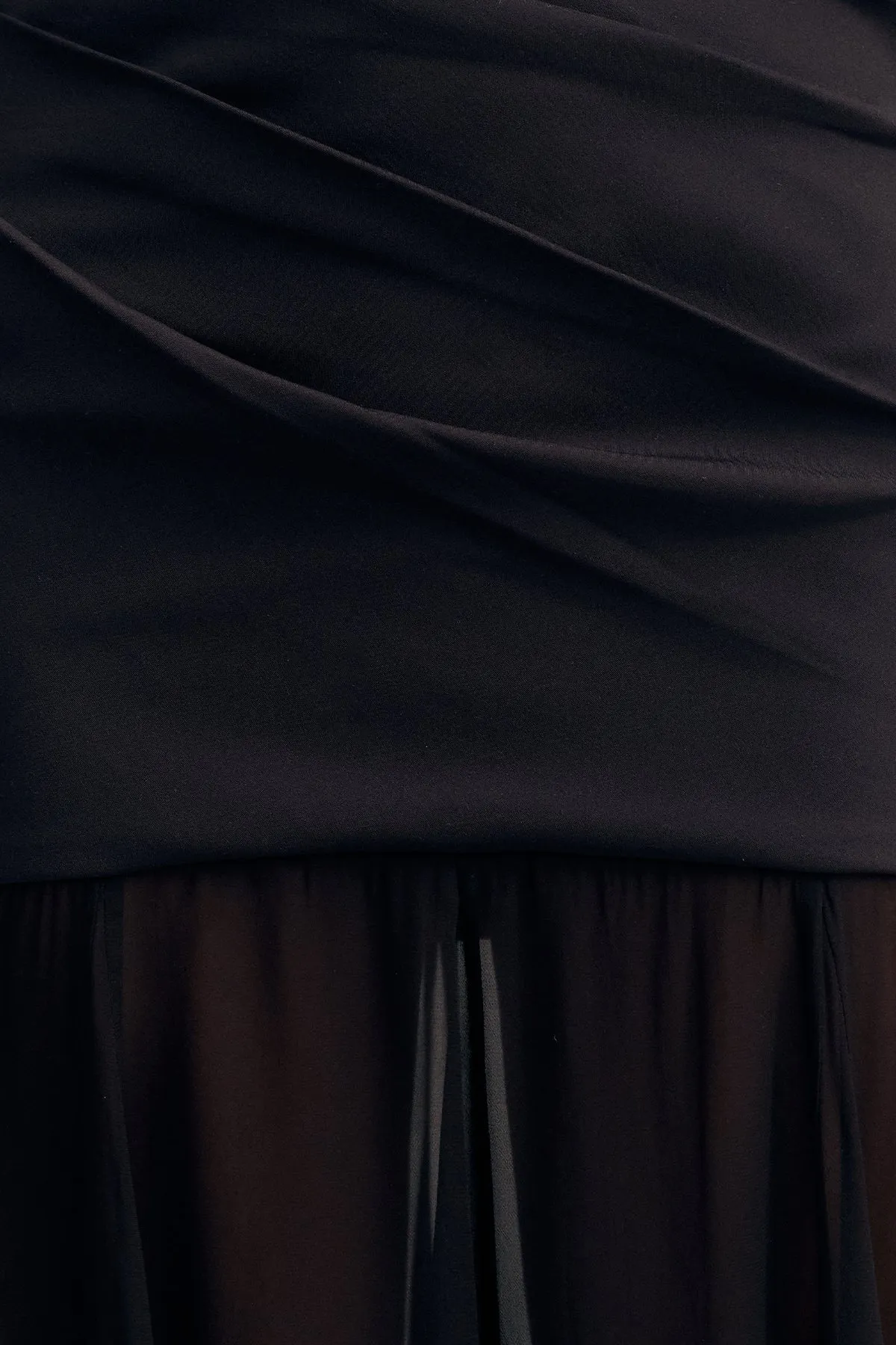 BLAINEY STRAPLESS DRAPED MAXI DRESS - BLACK