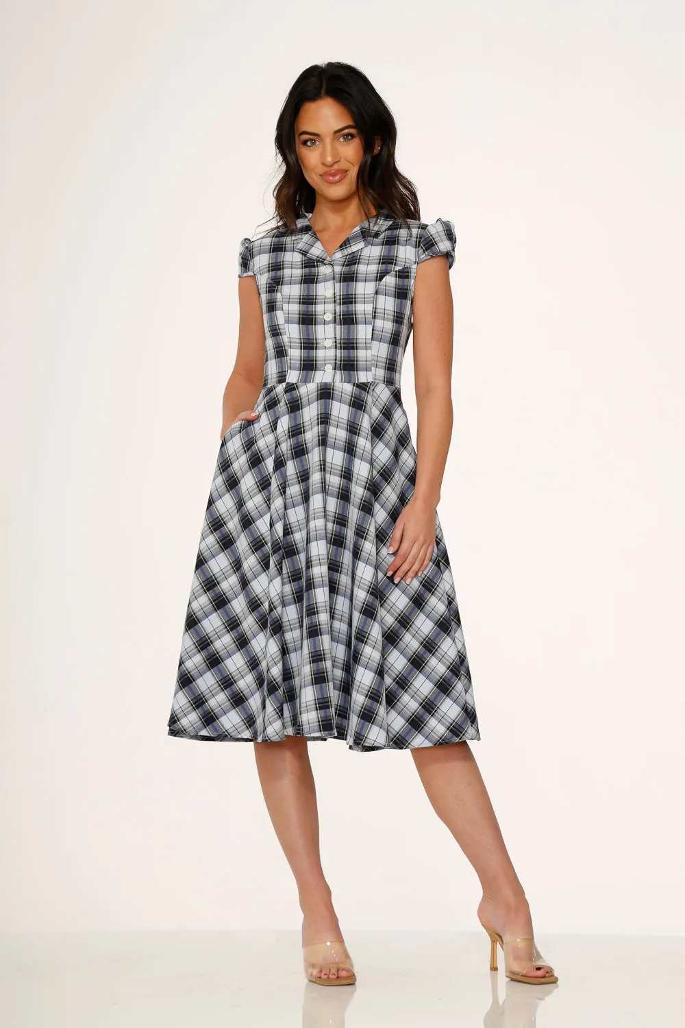 Blue Plaid Swing Dress