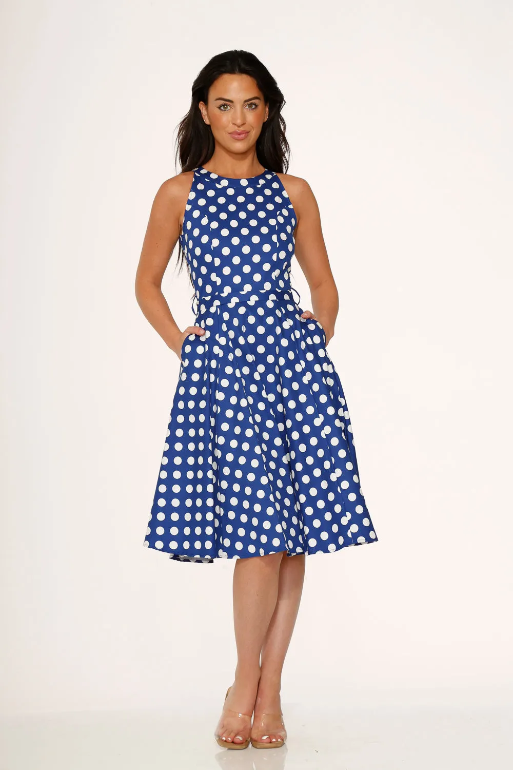 Blue Polka Dot Swing Dress