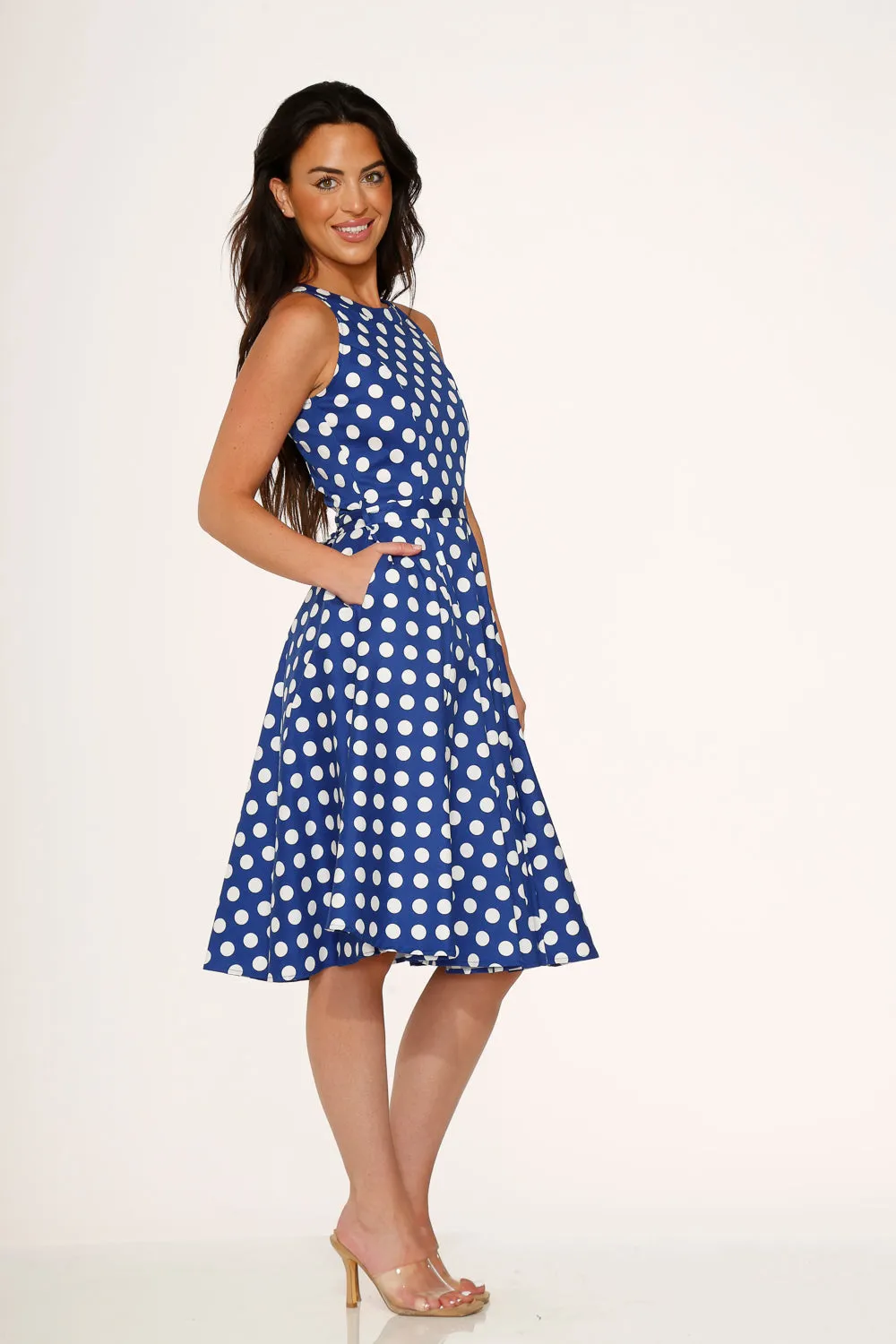 Blue Polka Dot Swing Dress
