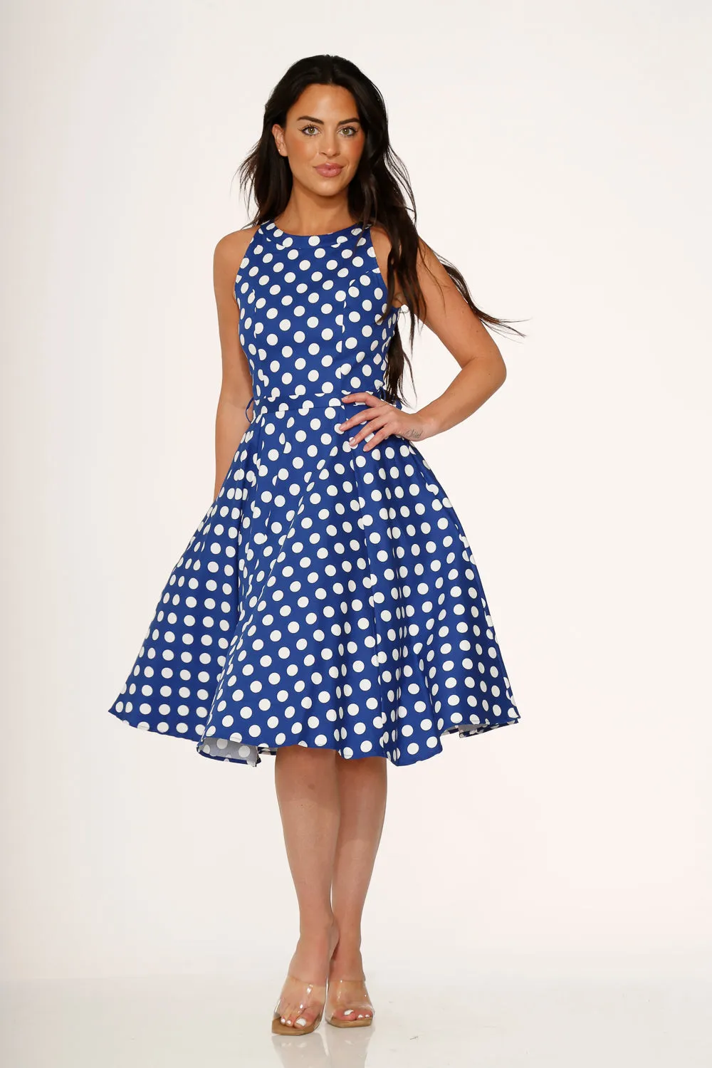 Blue Polka Dot Swing Dress