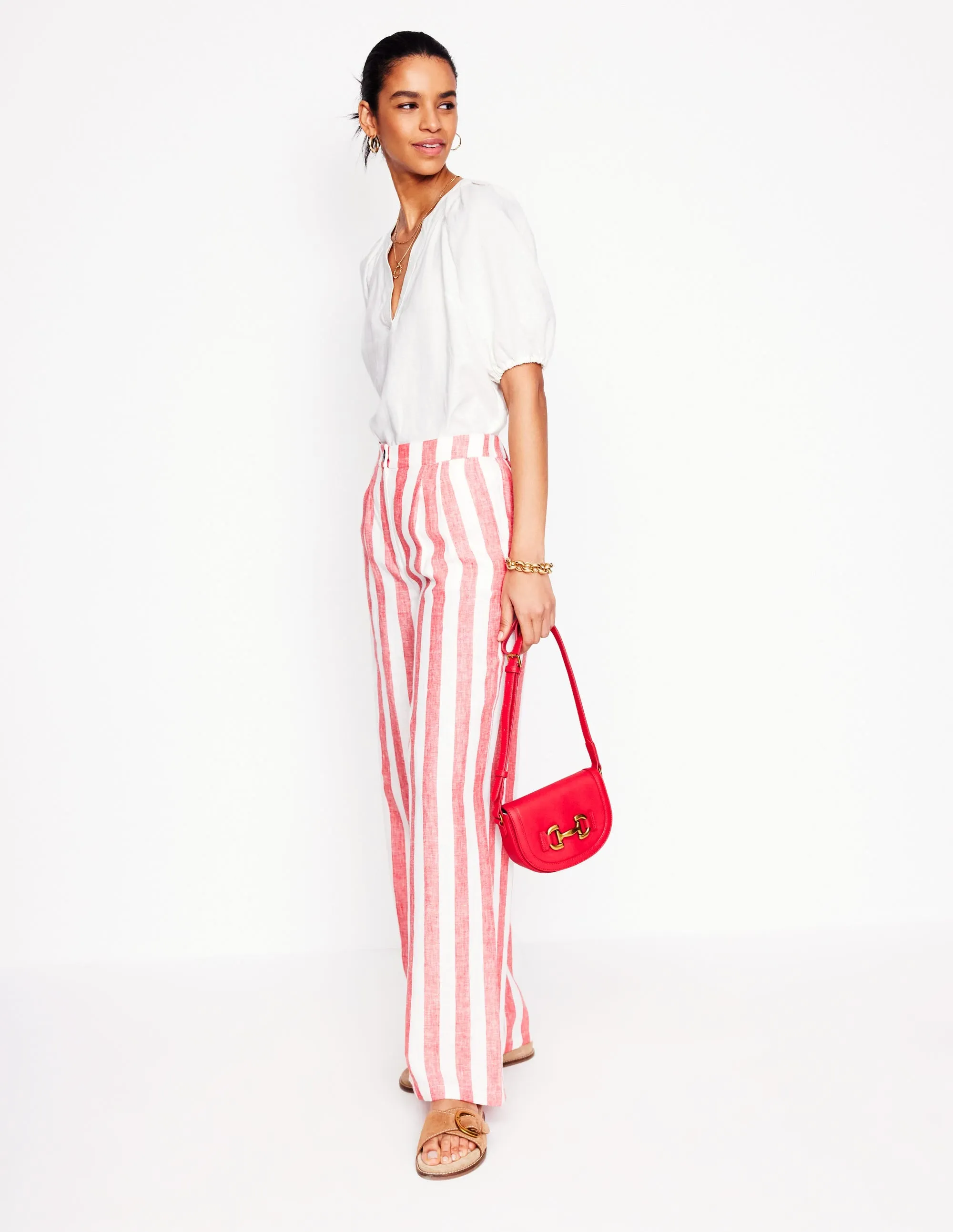 Brooke Linen Top-White
