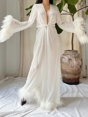 Chiffon Feathered Dressing Gown - OSFM