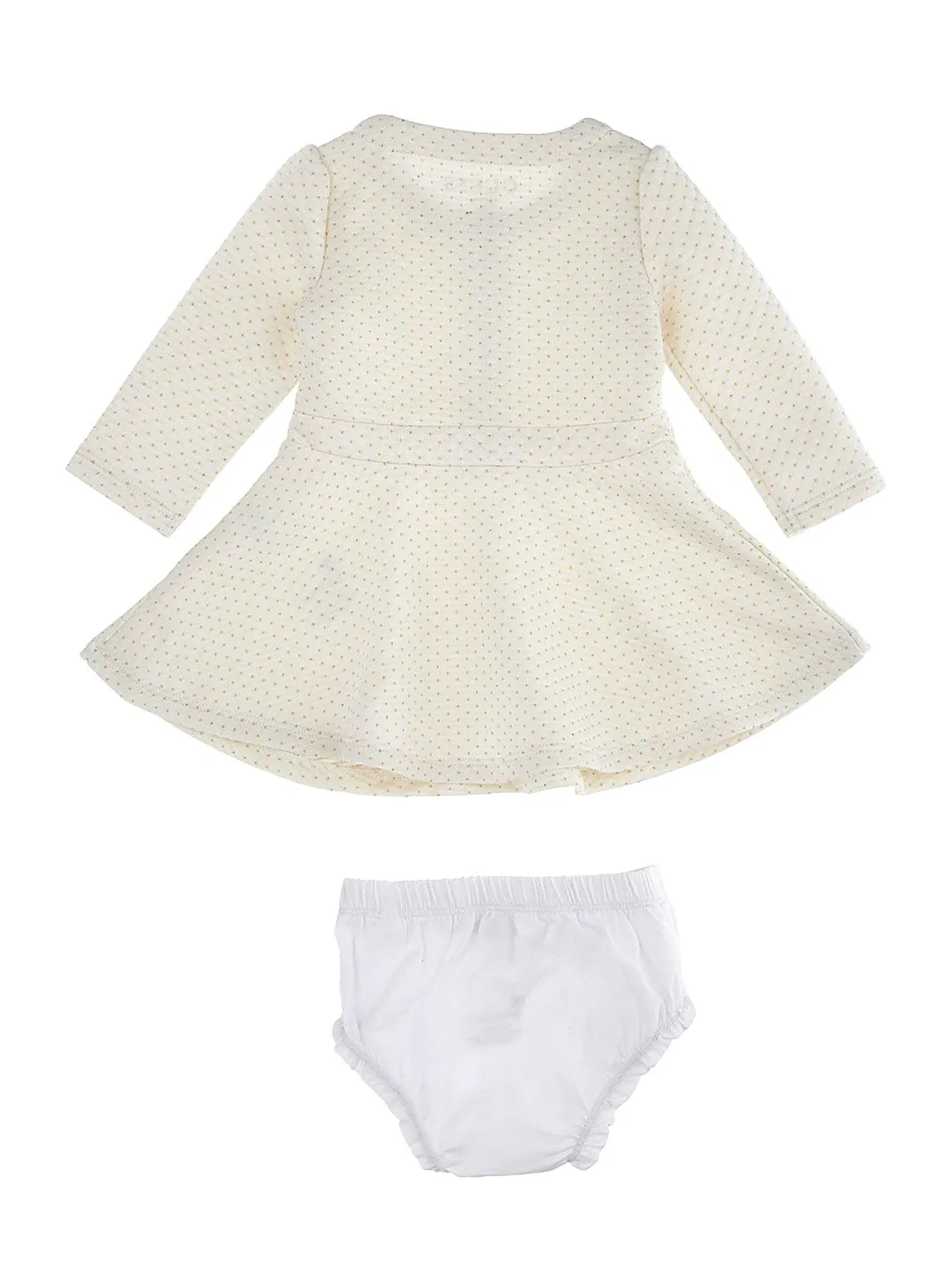 Cream Long Sleeve Dress and Panty Set (0-18M)