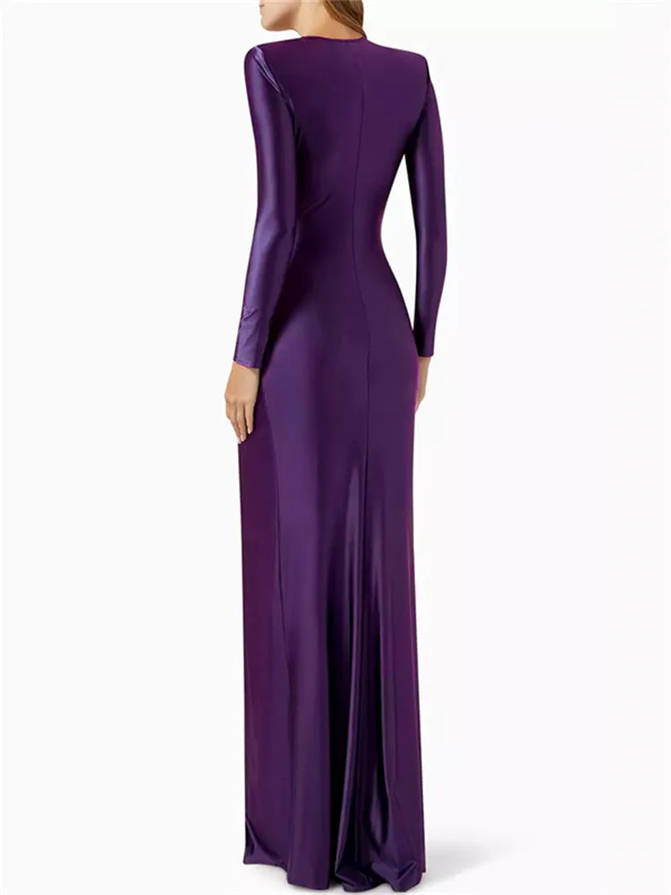 Deep V-Neck Pleated Prom Evening Dress