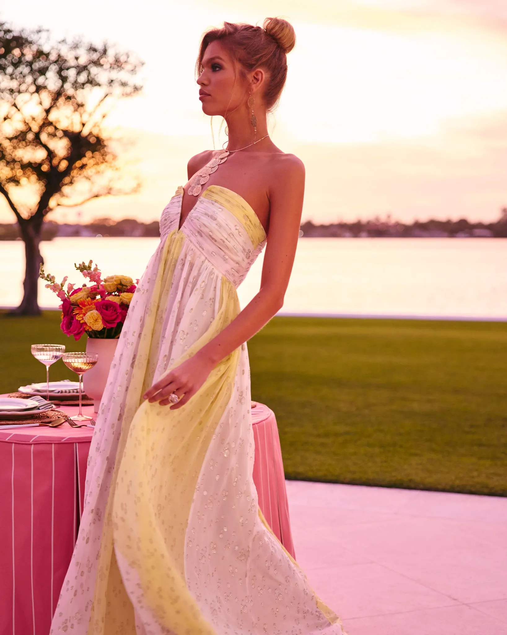 Demi Strapless Jacquard Gown