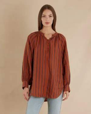 Estelle Linen Tunic Blouse - Rust
