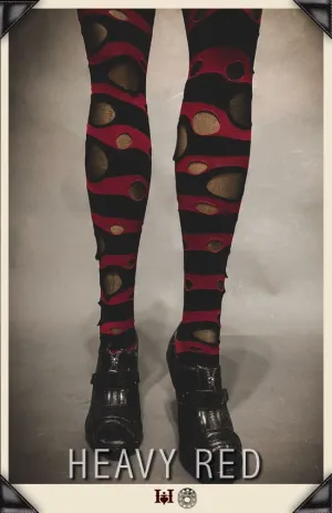 Evil Deeds R/B Stripe Ripped Thigh-Highs