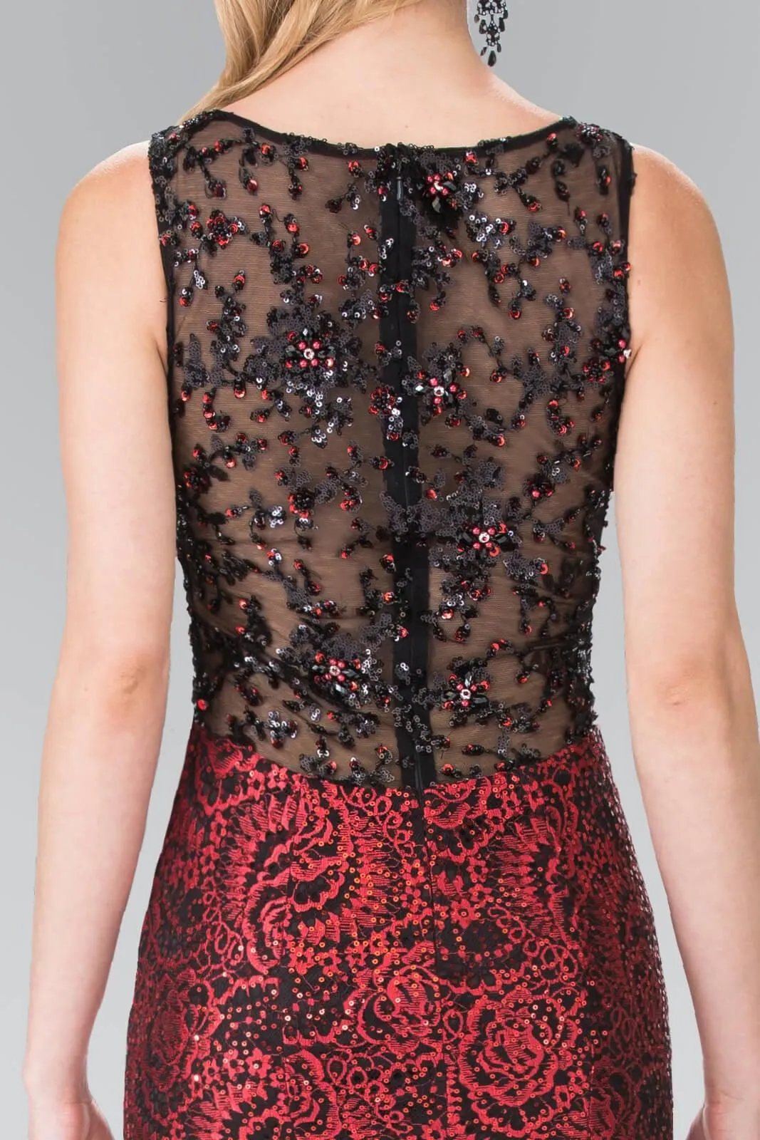 Flower Embellished Long Prom Dress Formal