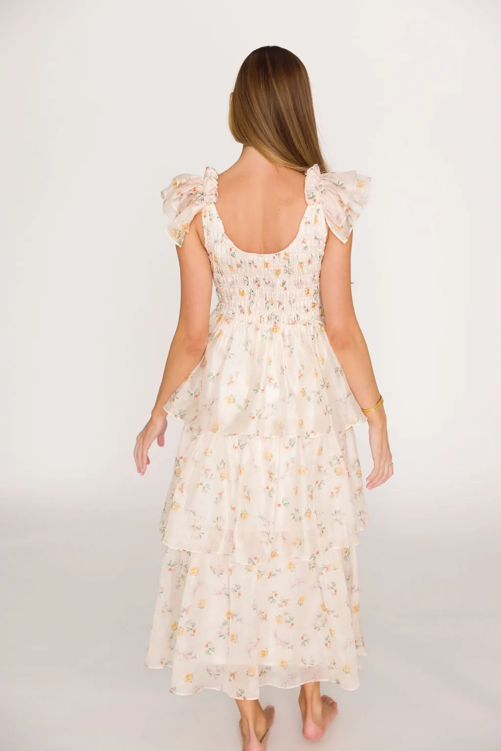 Forever & Always Midi Dress in Tiny Yellow Floral - Bump Friendly & Inclusive Sizing (S-3XL)