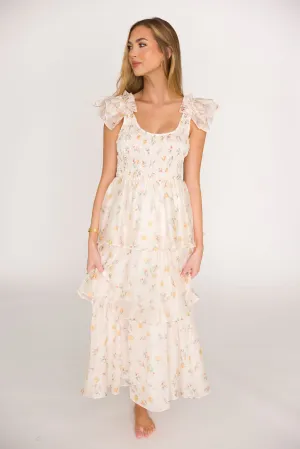 Forever & Always Midi Dress in Tiny Yellow Floral - Bump Friendly & Inclusive Sizing (S-3XL)