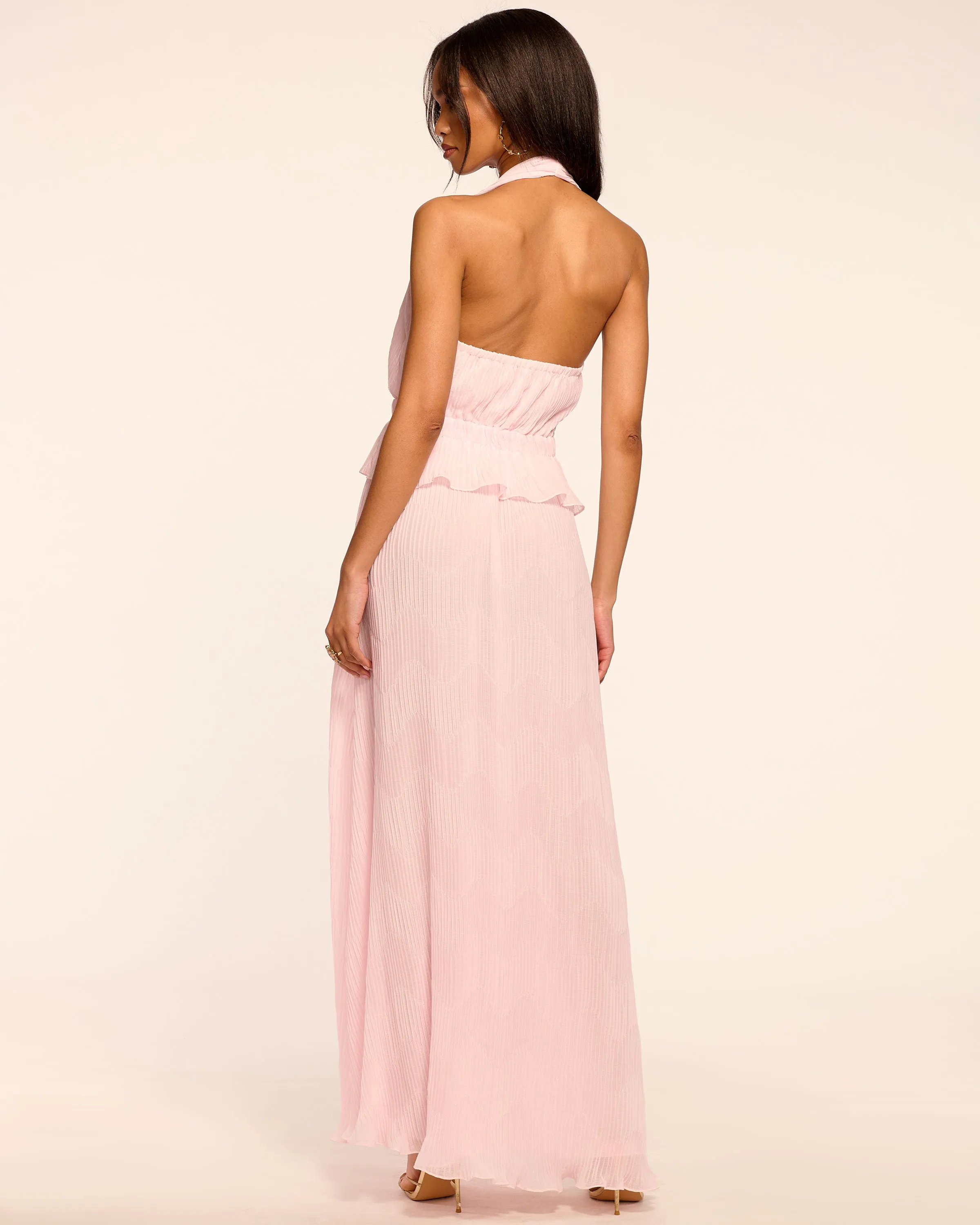 Genevieve Plunging Halter Maxi Dress