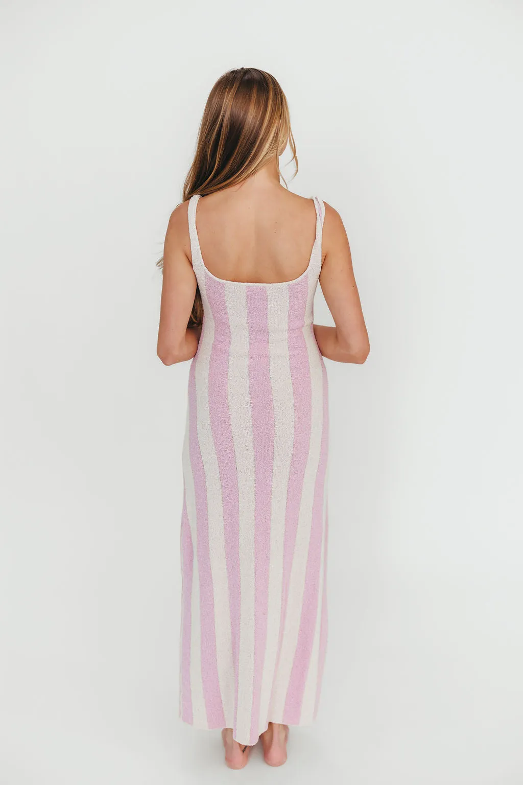 Gianna Striped Sweater Maxi Dress in Pink/Ivory