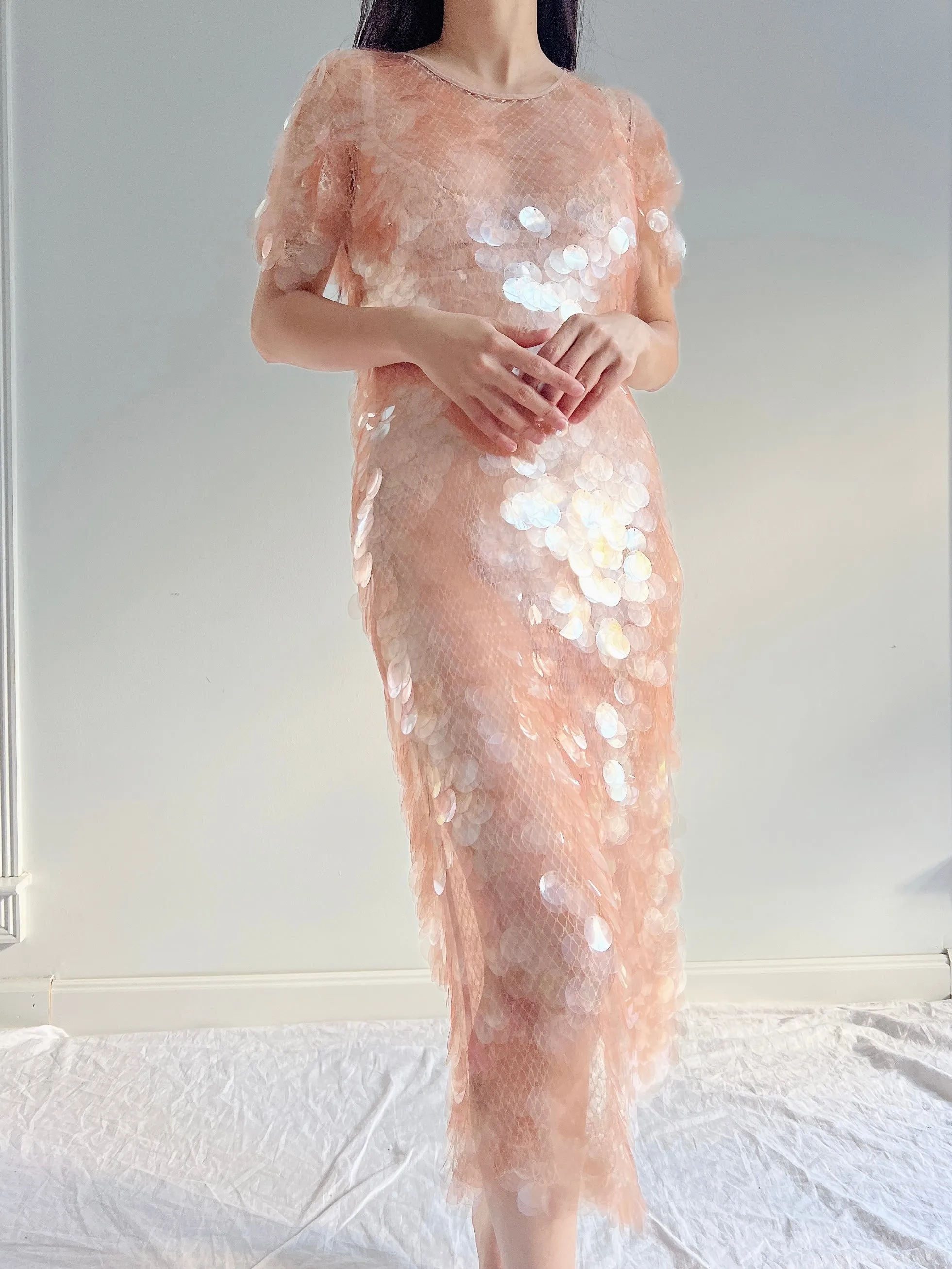 GIVENCHY Peach Paillette Dress - S-M
