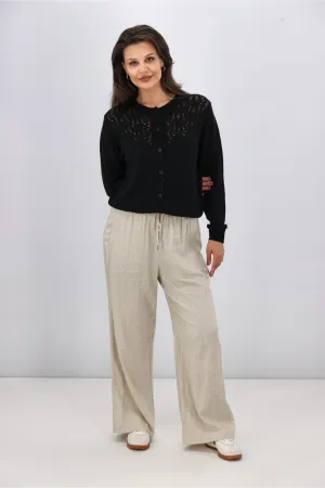 Gloss the Label Maeve Pointelle Cardigan Black