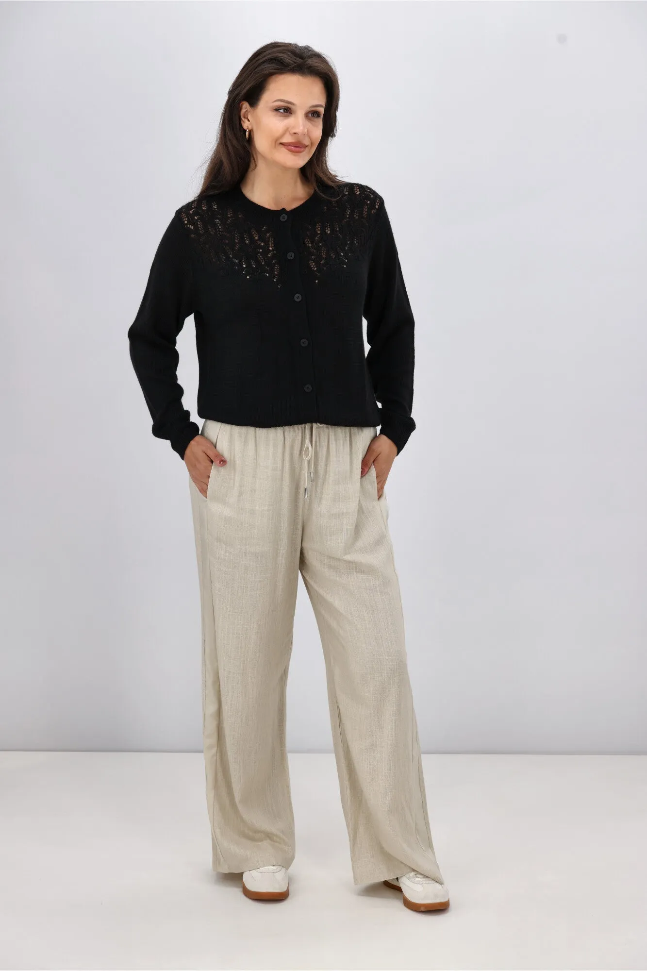 Gloss the Label Maeve Pointelle Cardigan Black