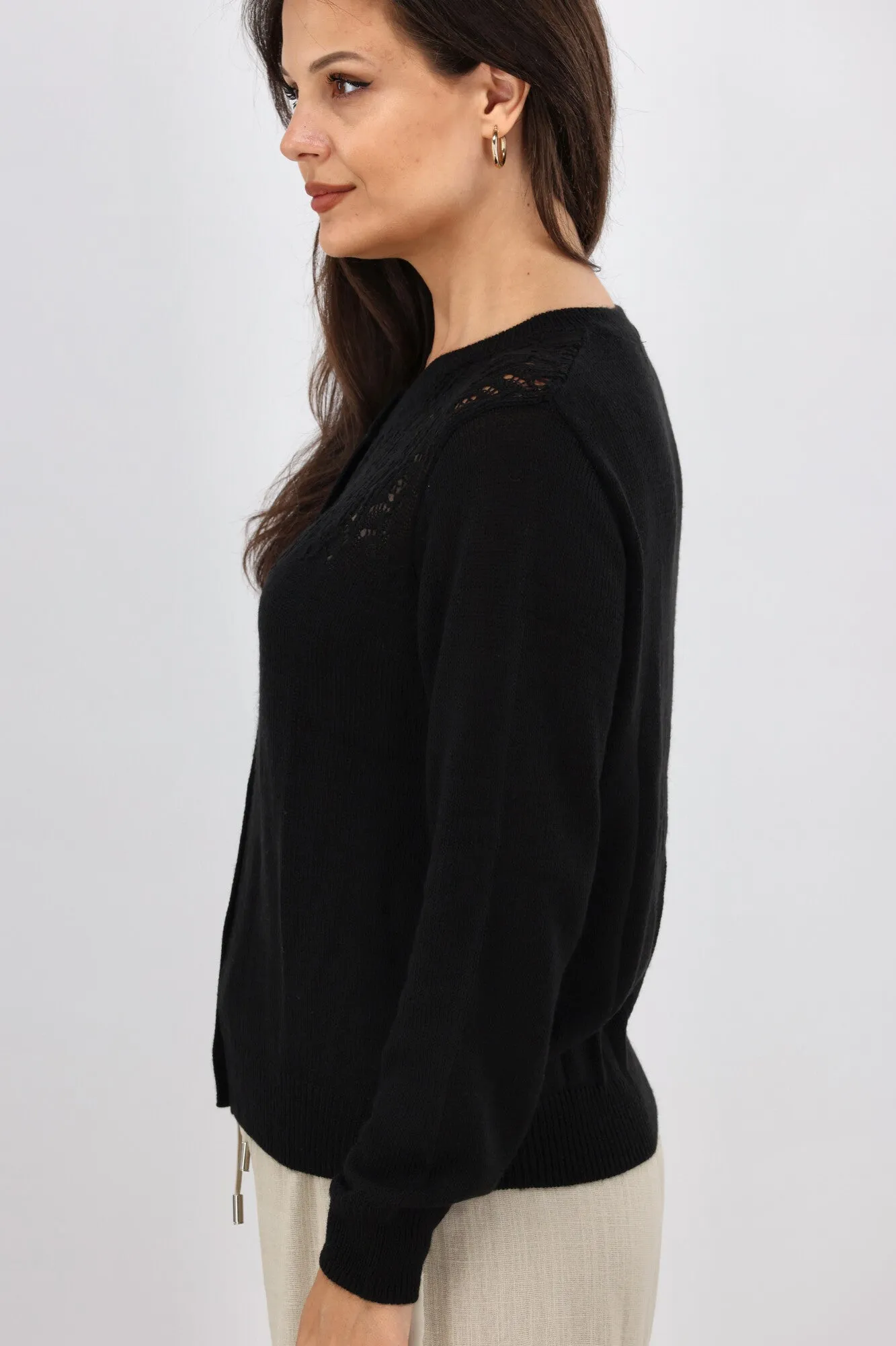 Gloss the Label Maeve Pointelle Cardigan Black
