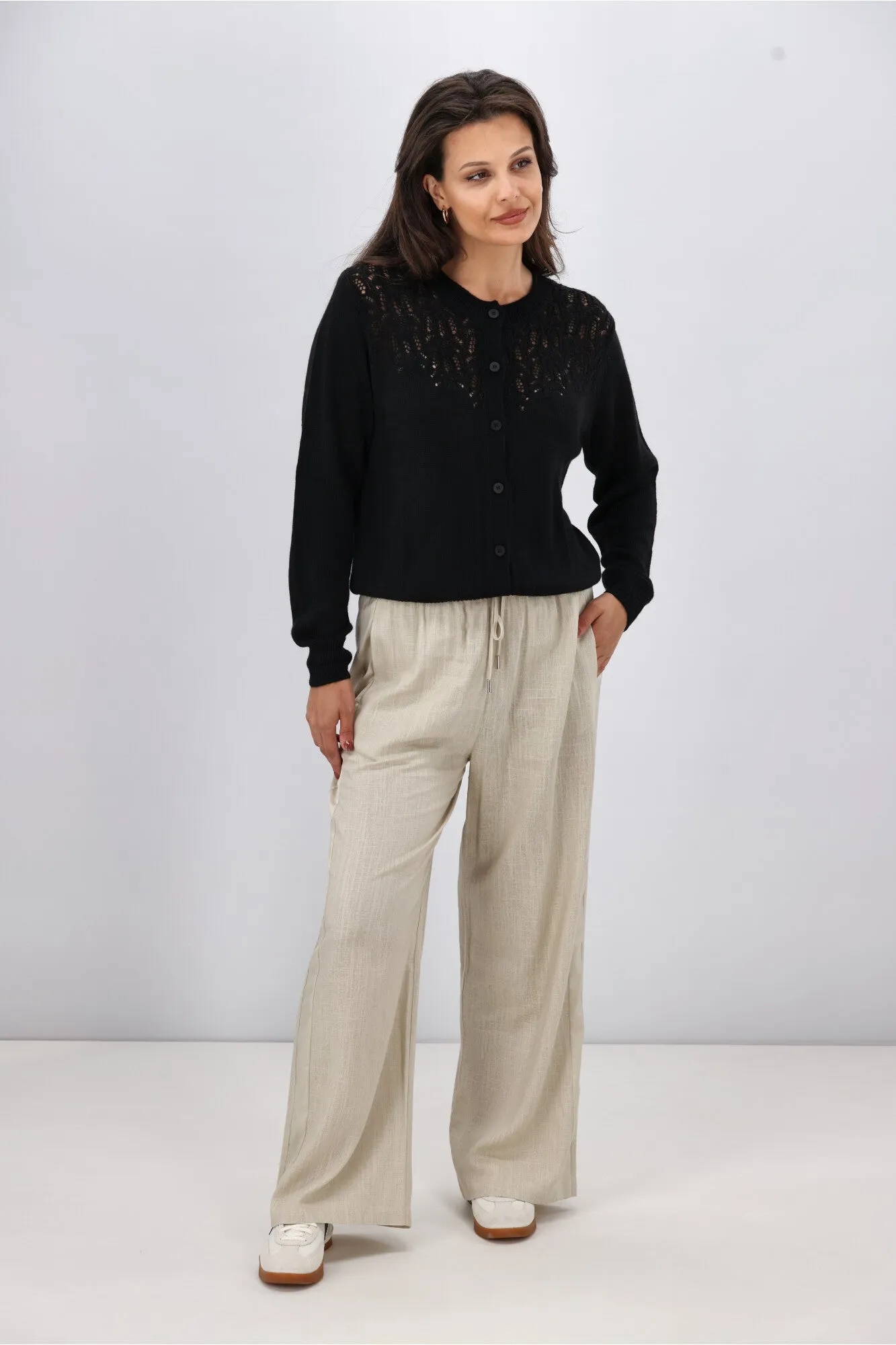 Gloss the Label Maeve Pointelle Cardigan Black
