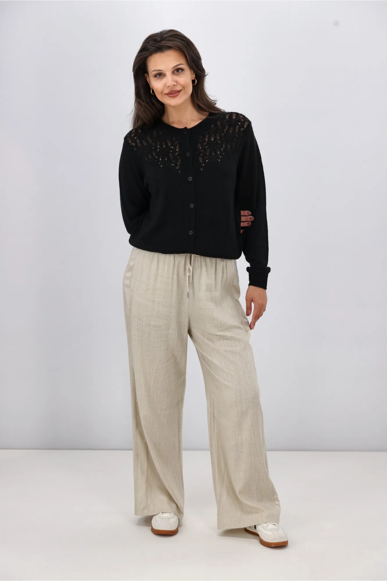 Gloss the Label Maeve Pointelle Cardigan Black