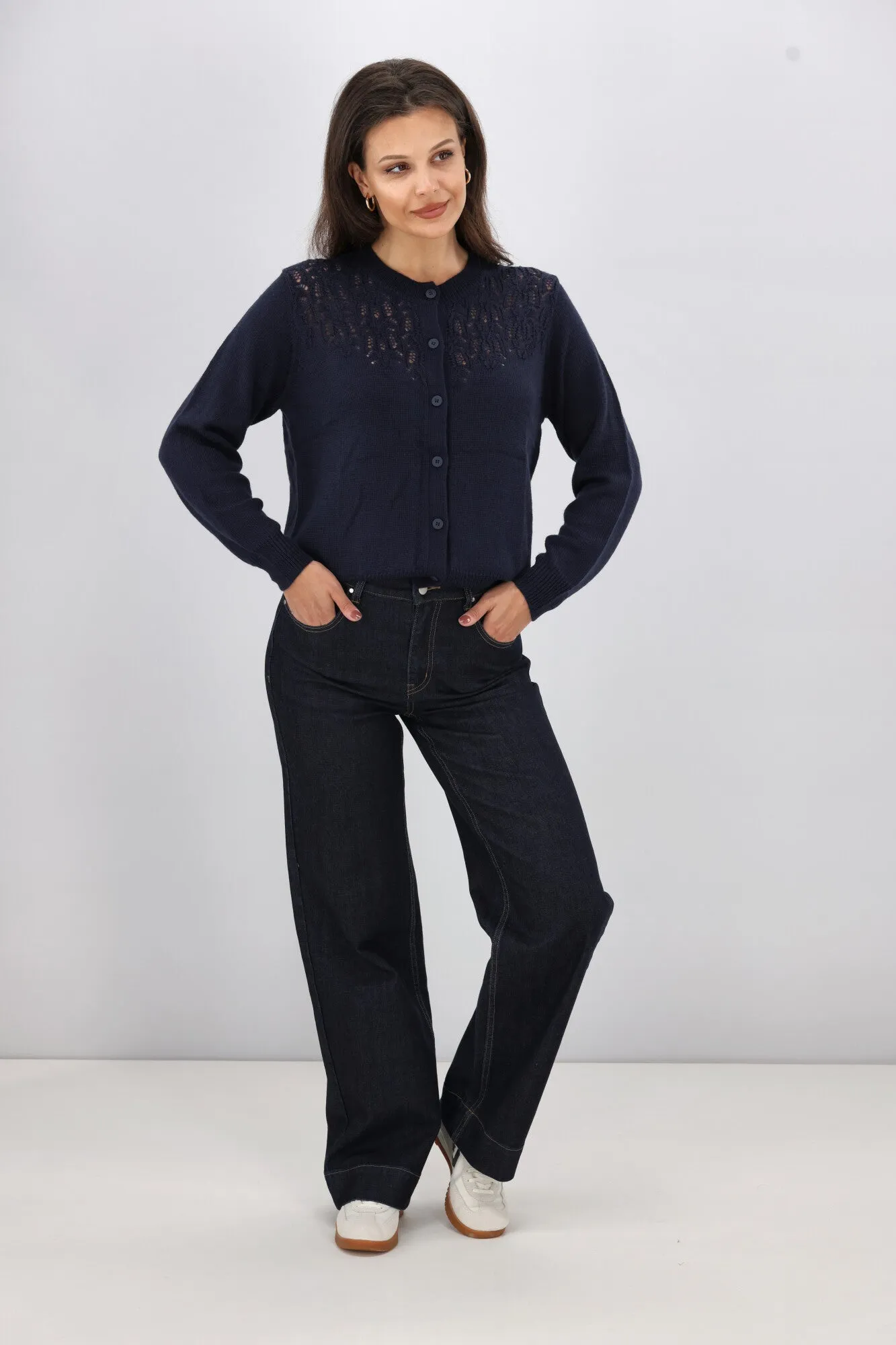Gloss the Label Maeve Pointelle Cardigan Midnight