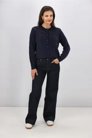 Gloss the Label Maeve Pointelle Cardigan Midnight