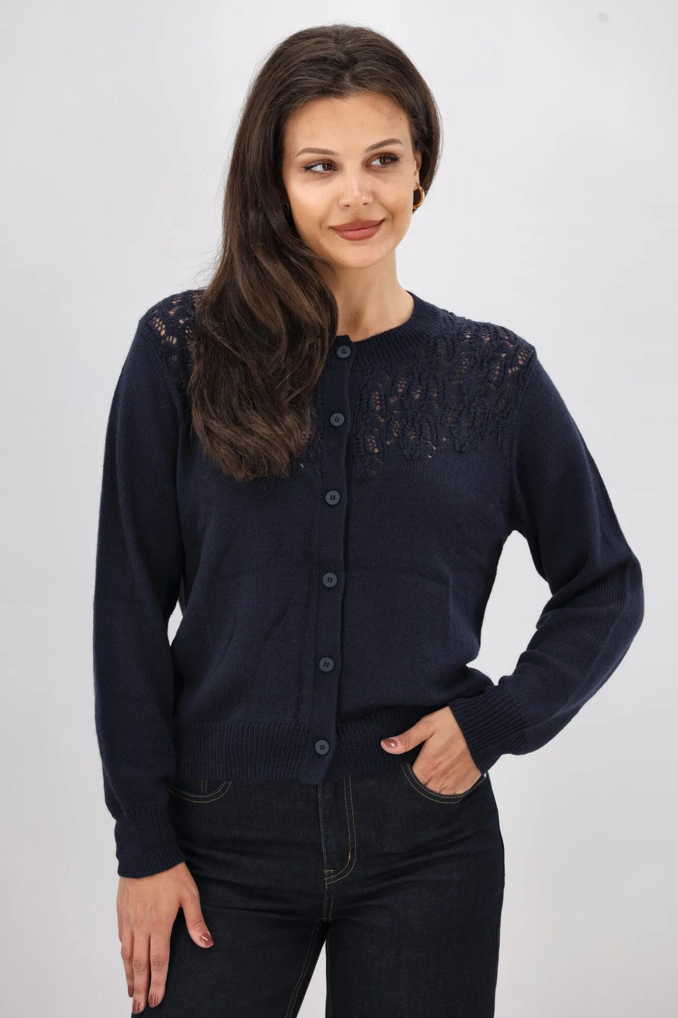 Gloss the Label Maeve Pointelle Cardigan Midnight