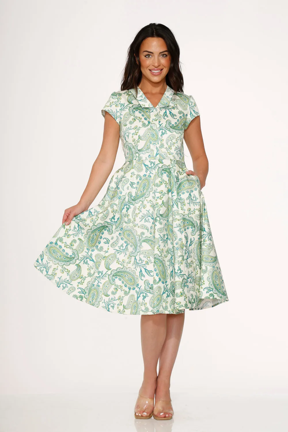Green Paisley Swing Dress