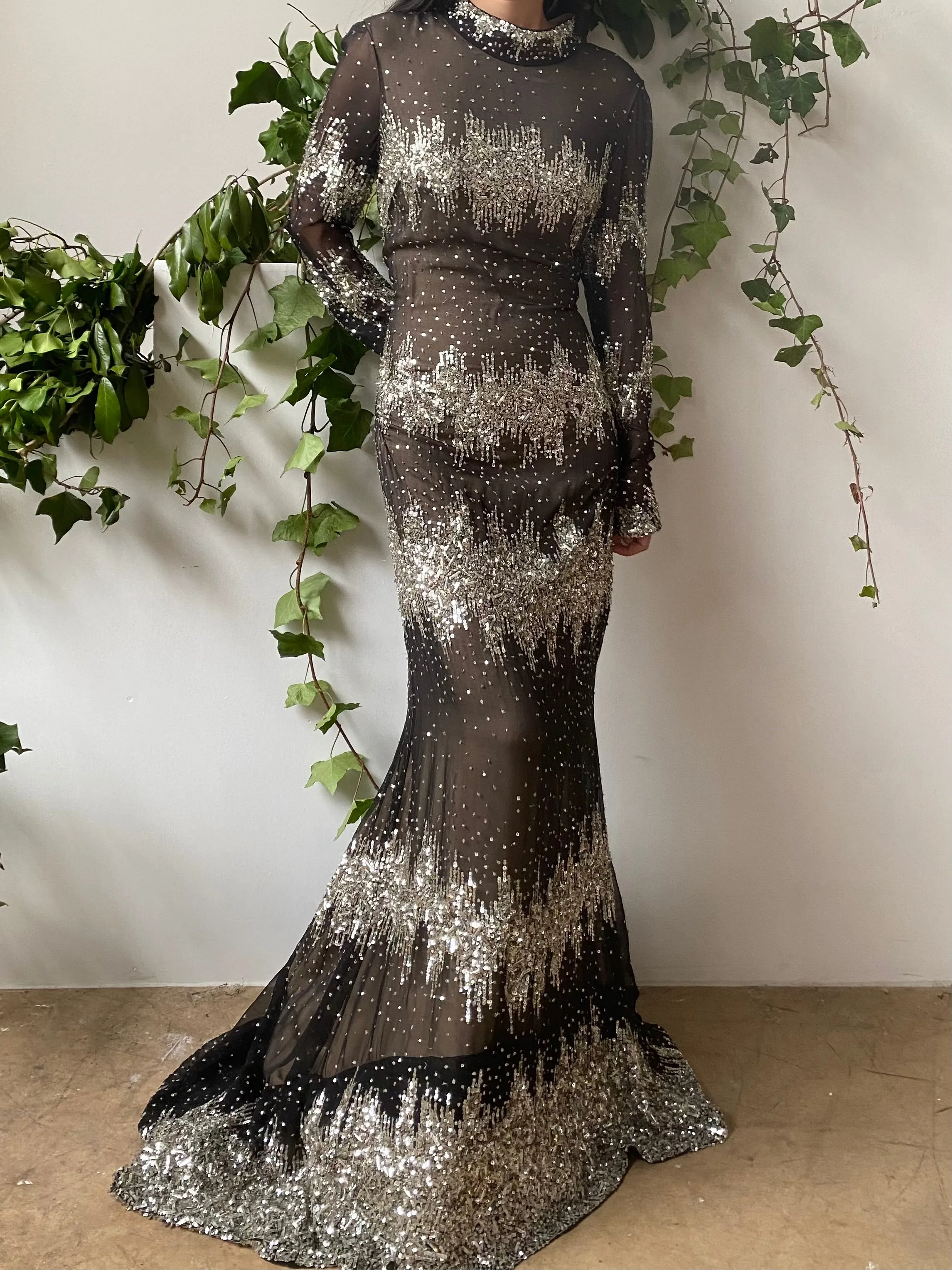J. Mendel Silk Sequined Beaded Gown - M/8