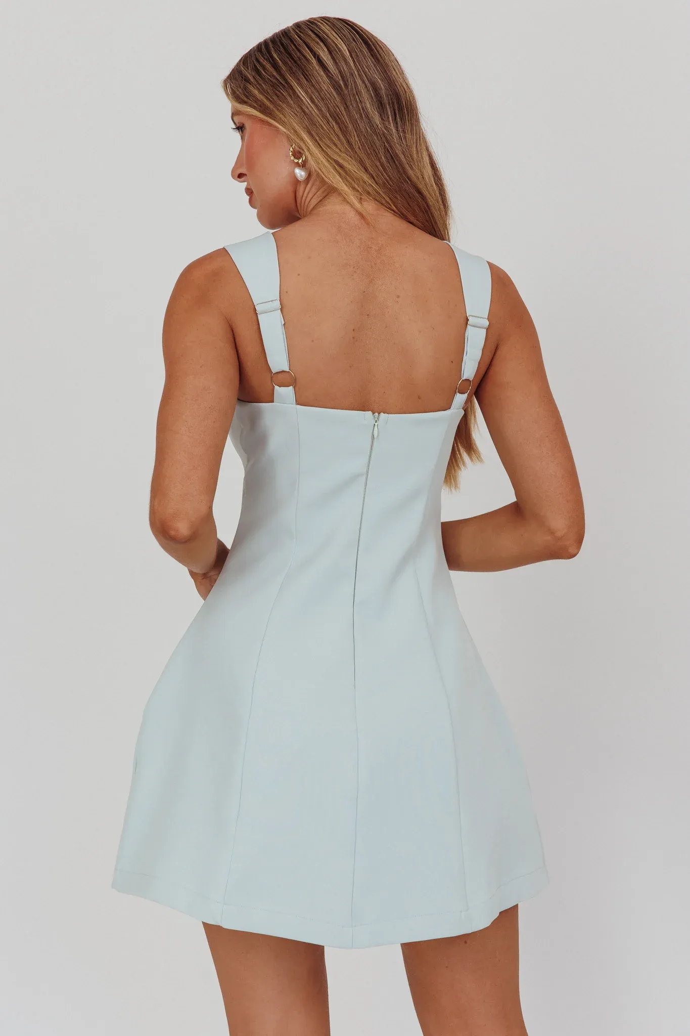 Jordy Structured A-Line Mini Dress Ice Blue