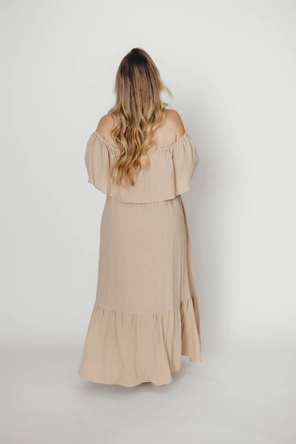 Josie 100% Cotton Maxi Dress in Beige - Bump & Nursing Friendly