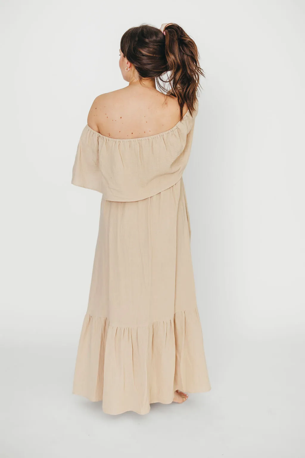 Josie 100% Cotton Maxi Dress in Beige - Bump & Nursing Friendly