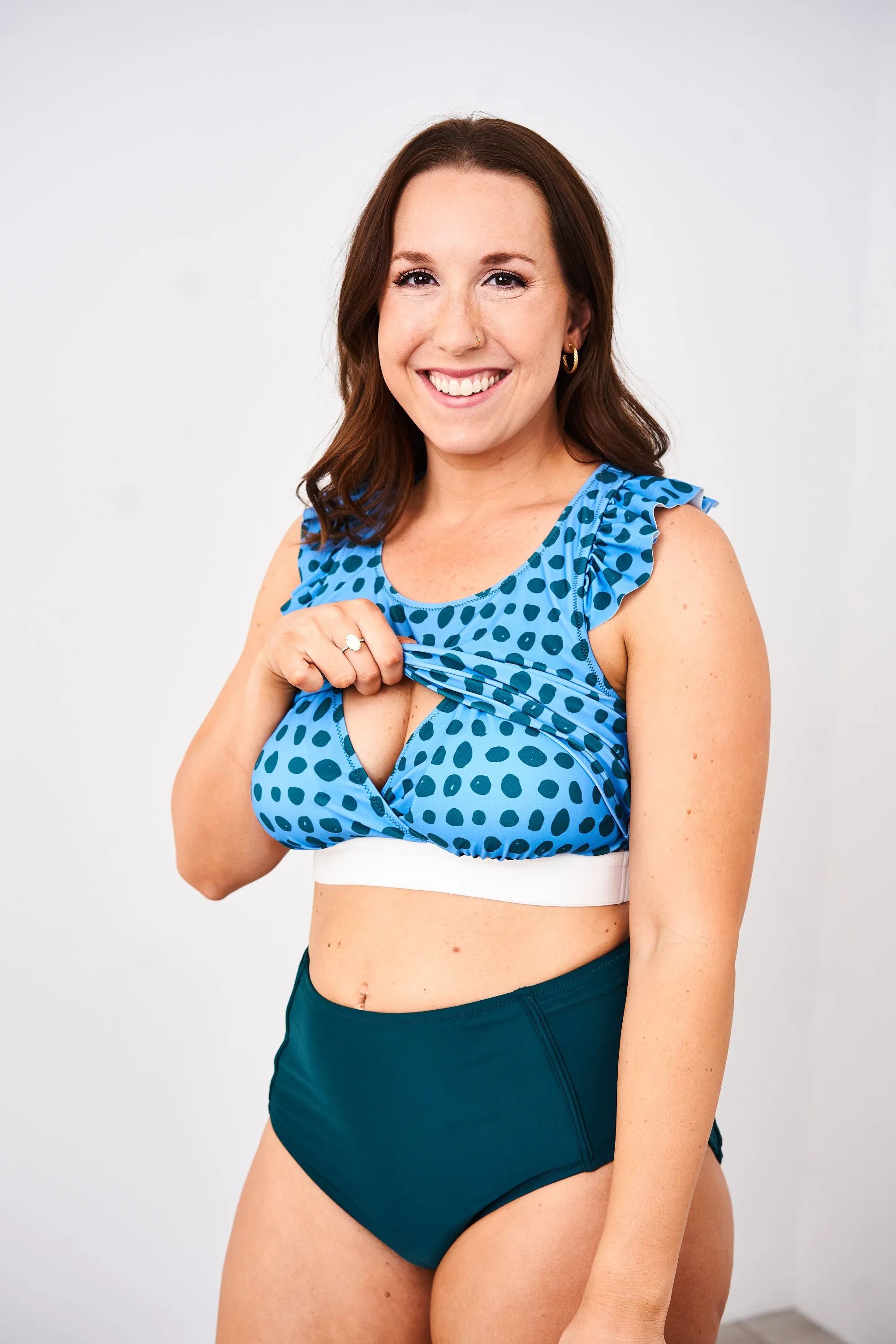 Latched Mama Ruffle Nursing Swim Crop Top