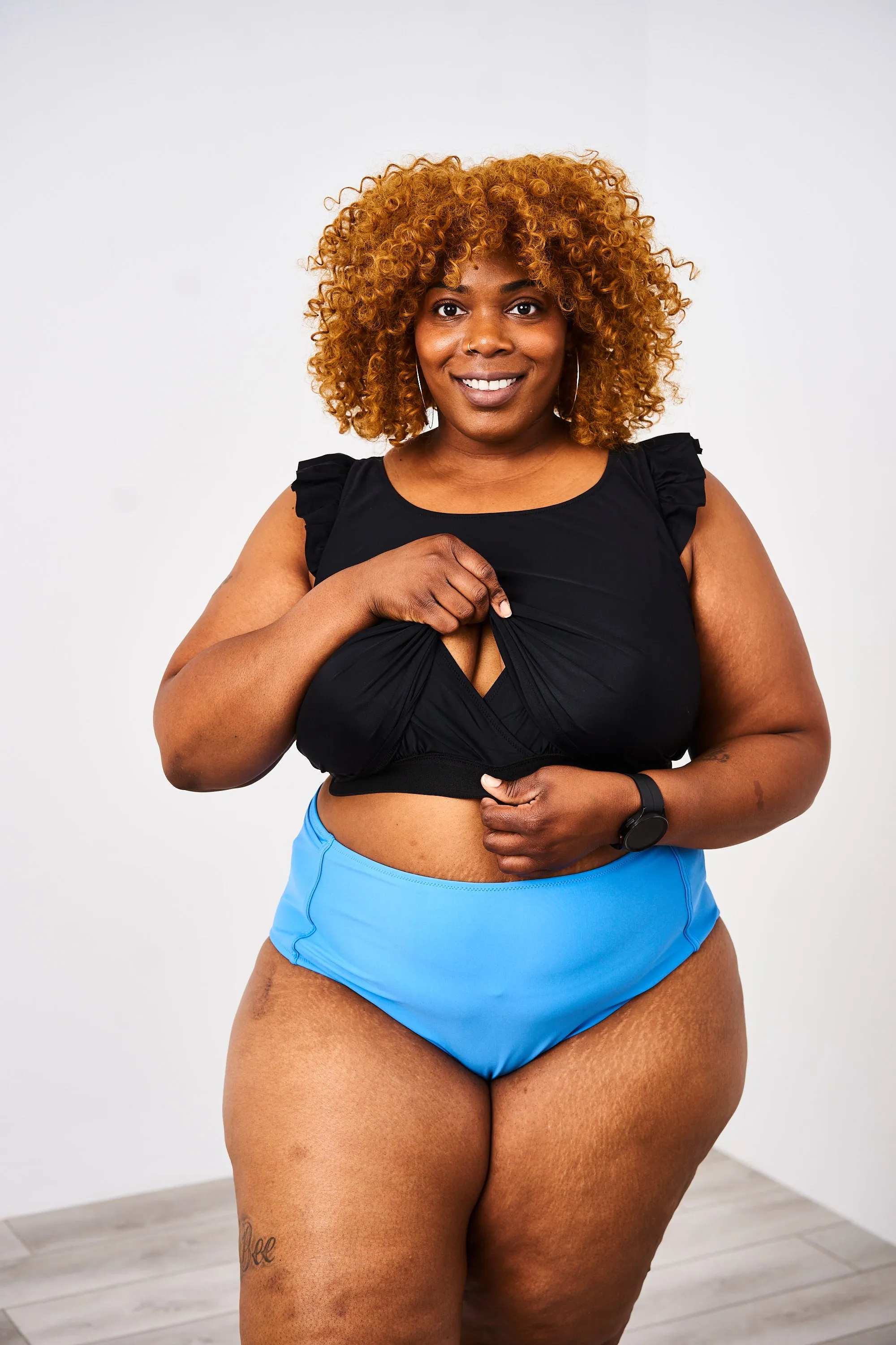 Latched Mama Ruffle Nursing Swim Crop Top