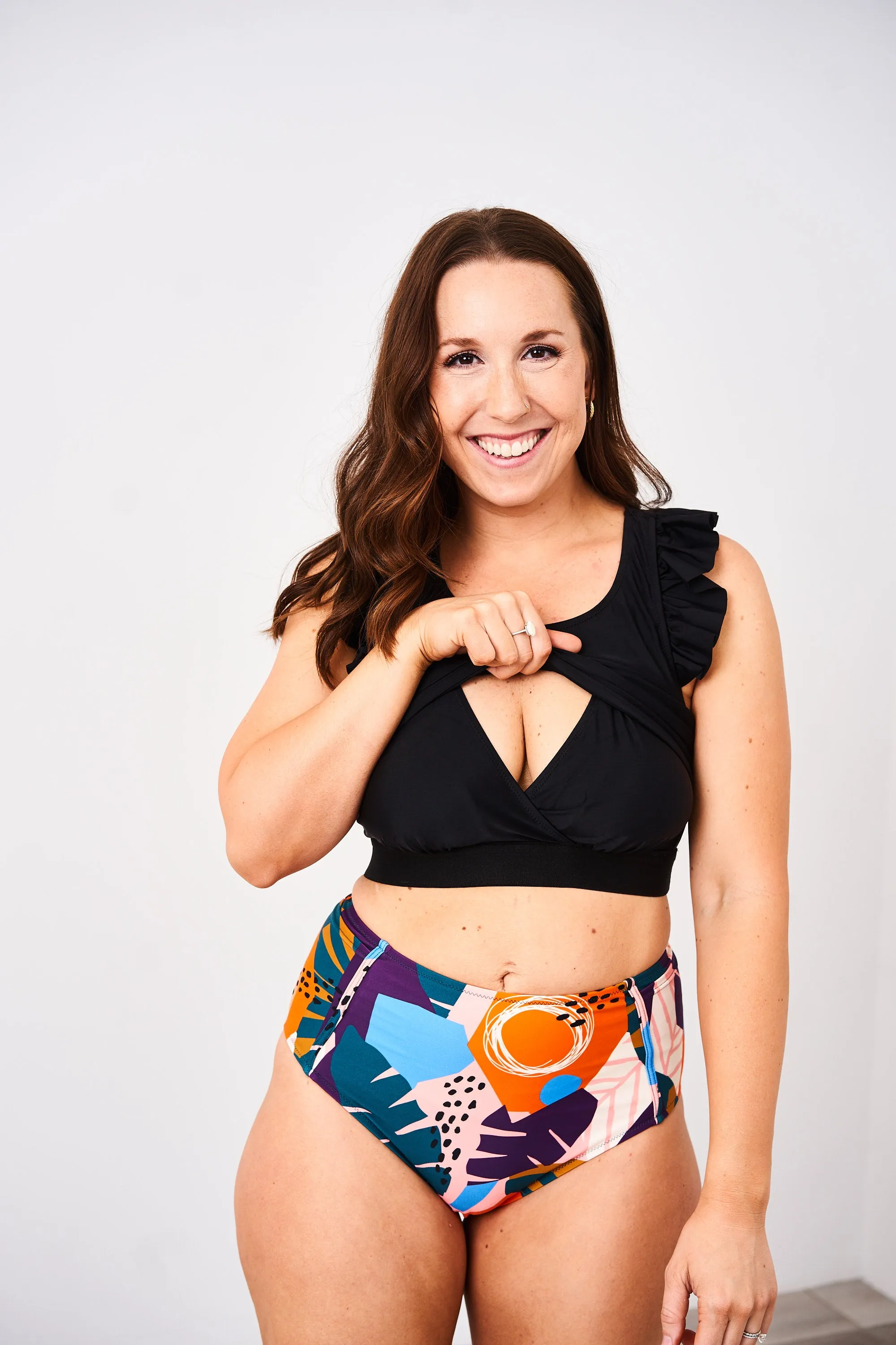 Latched Mama Ruffle Nursing Swim Crop Top