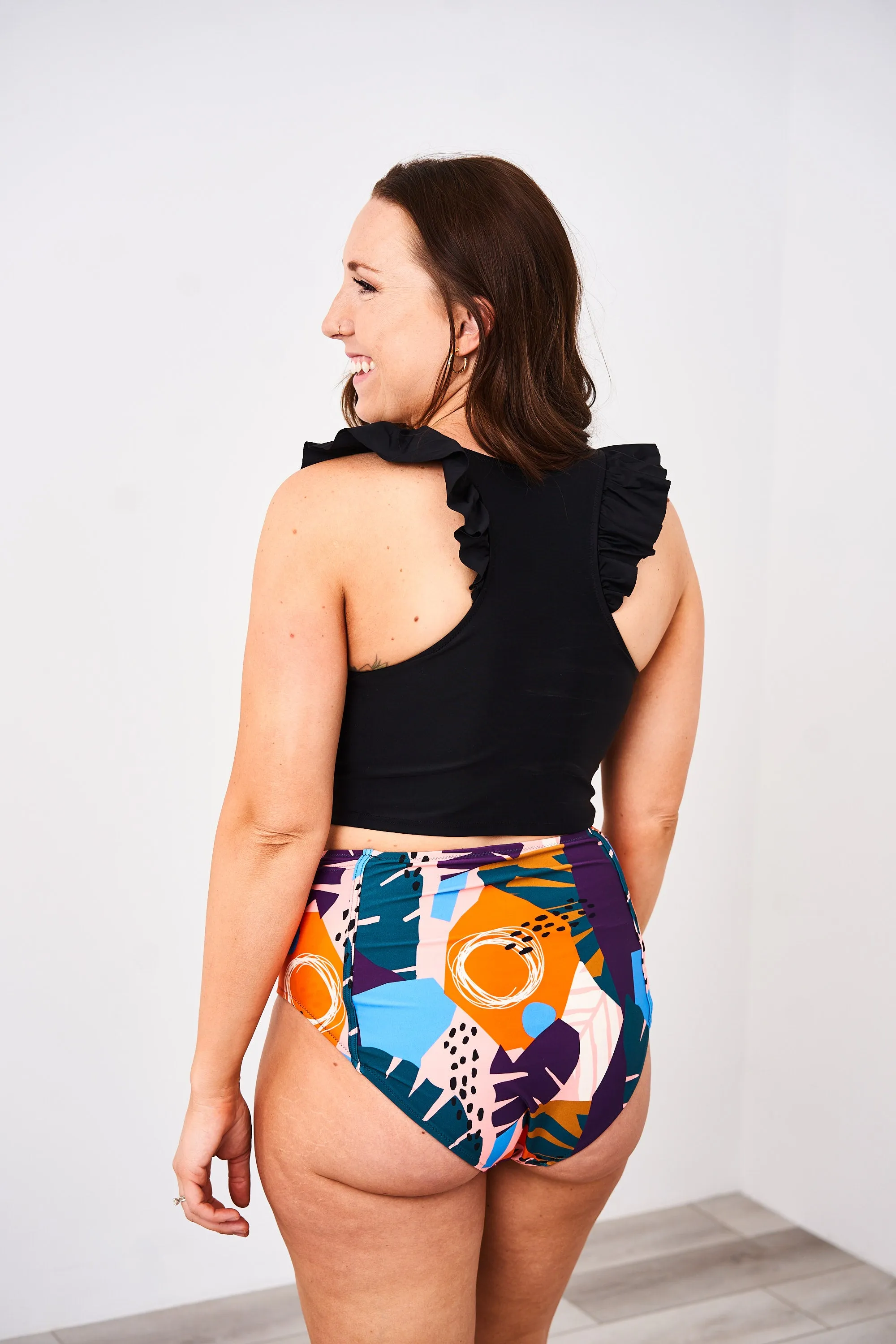 Latched Mama Ruffle Nursing Swim Crop Top