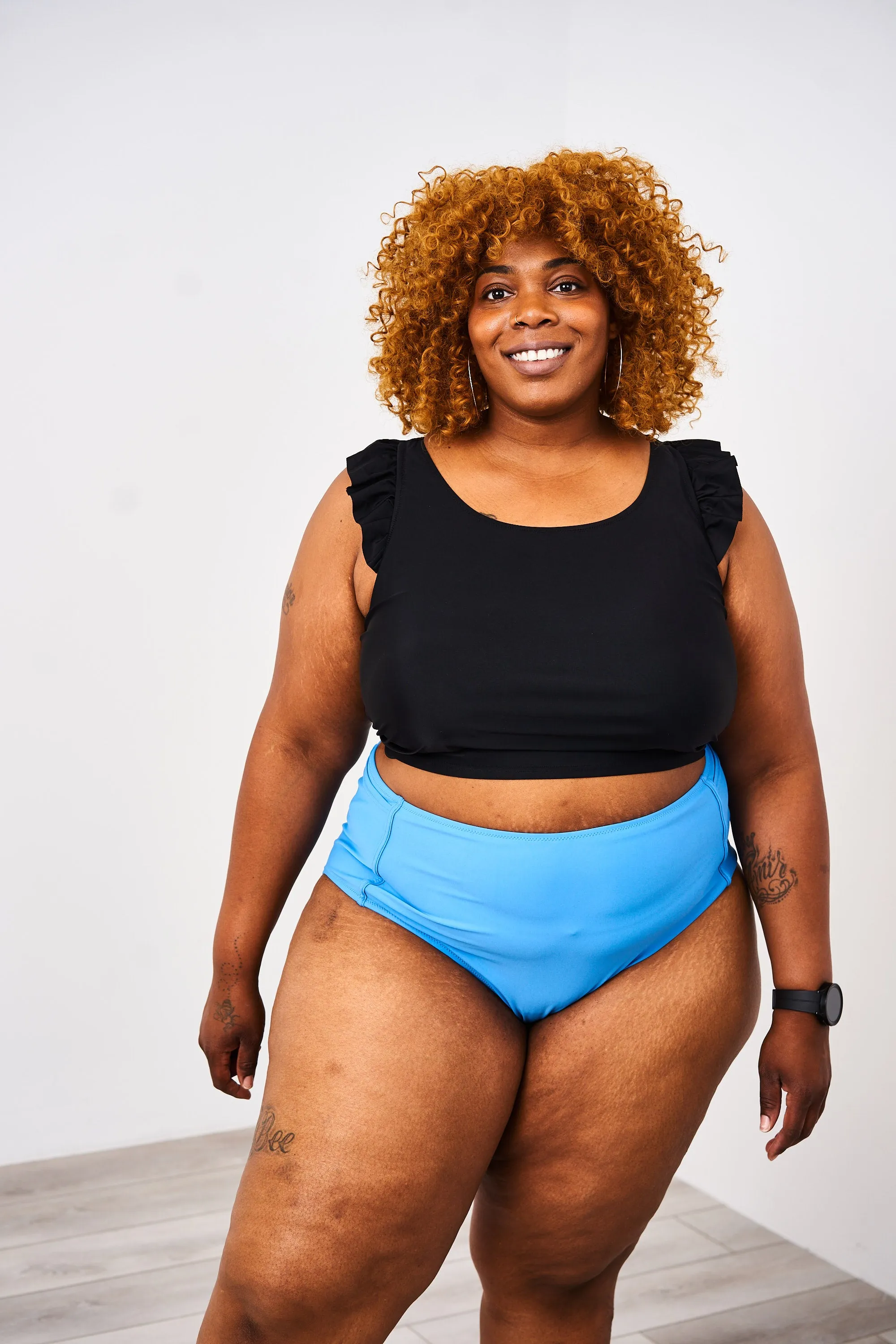 Latched Mama Ruffle Nursing Swim Crop Top