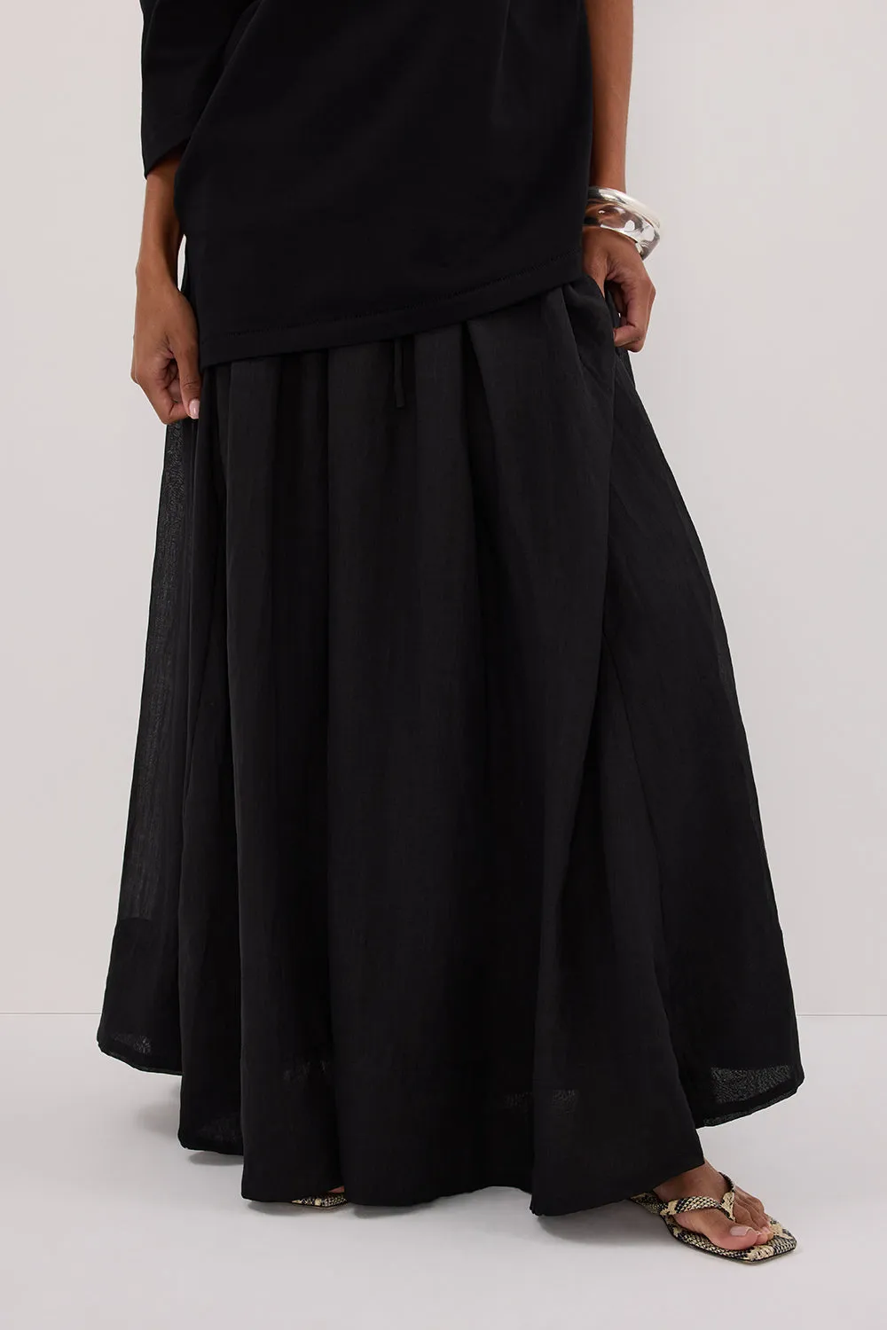 LAYNE BLACK RAMIE MAXI SKIRT