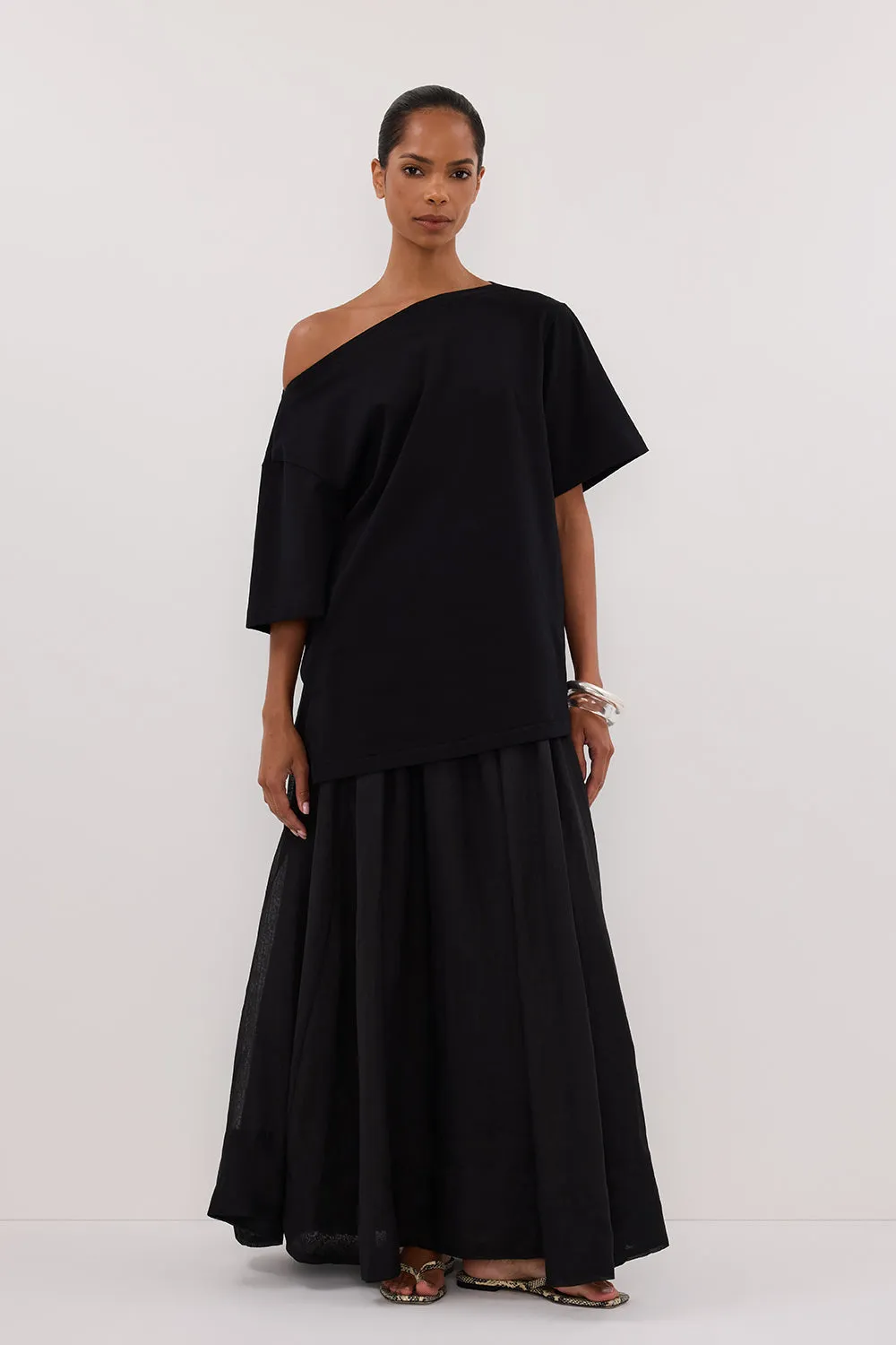 LAYNE BLACK RAMIE MAXI SKIRT
