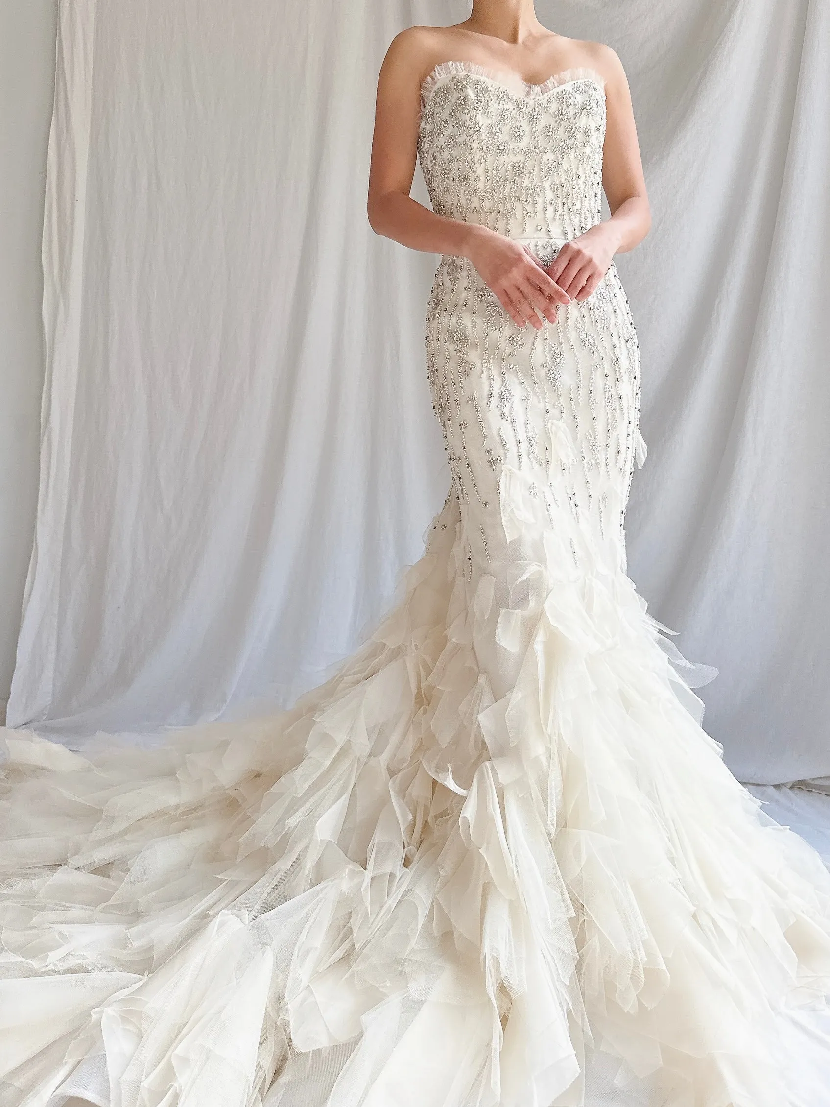 Liancarlo Couture Silk and Tulle Beaded Gown - M/L 8