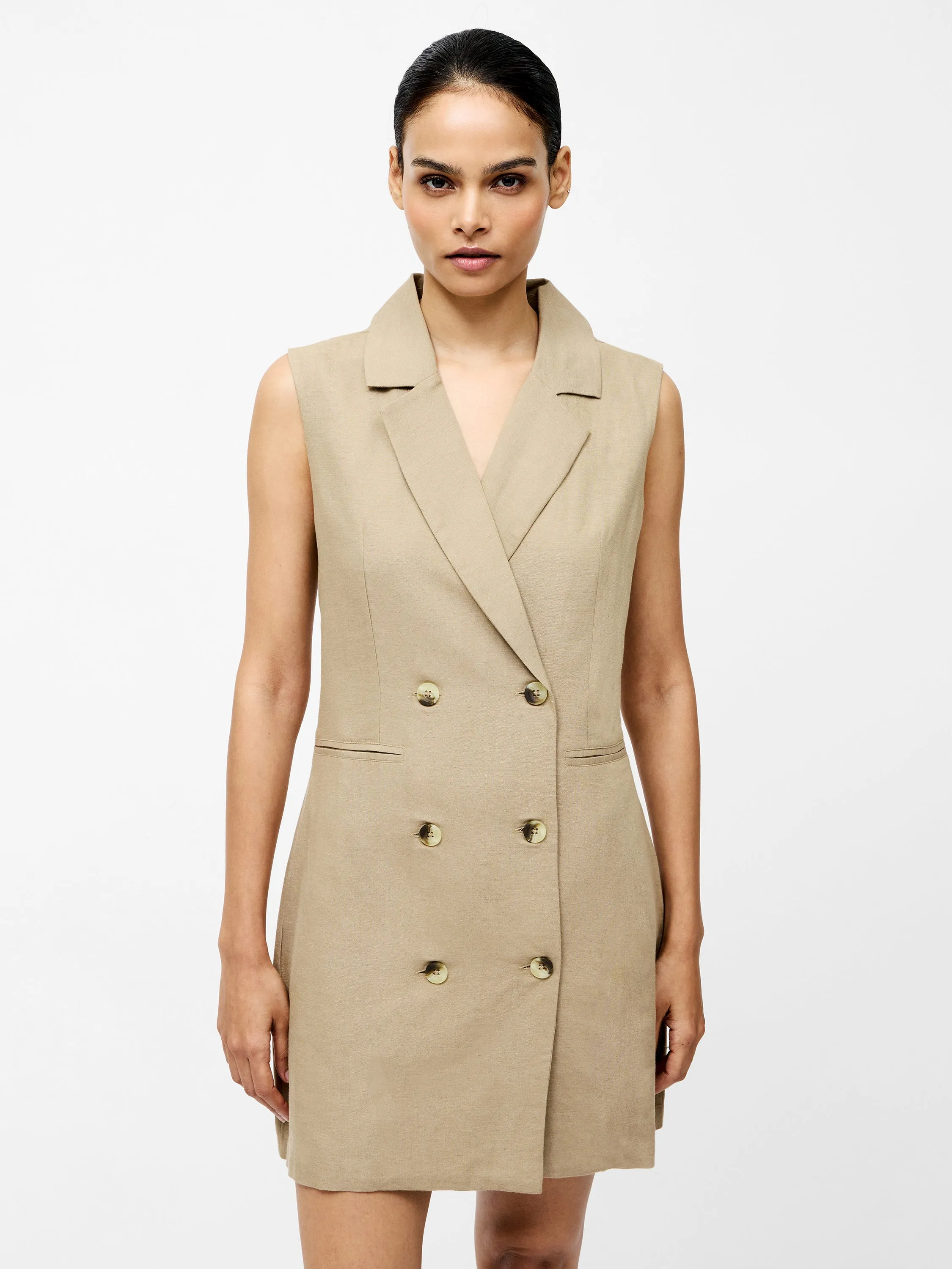 Linen Sleeveless Blazer Dress