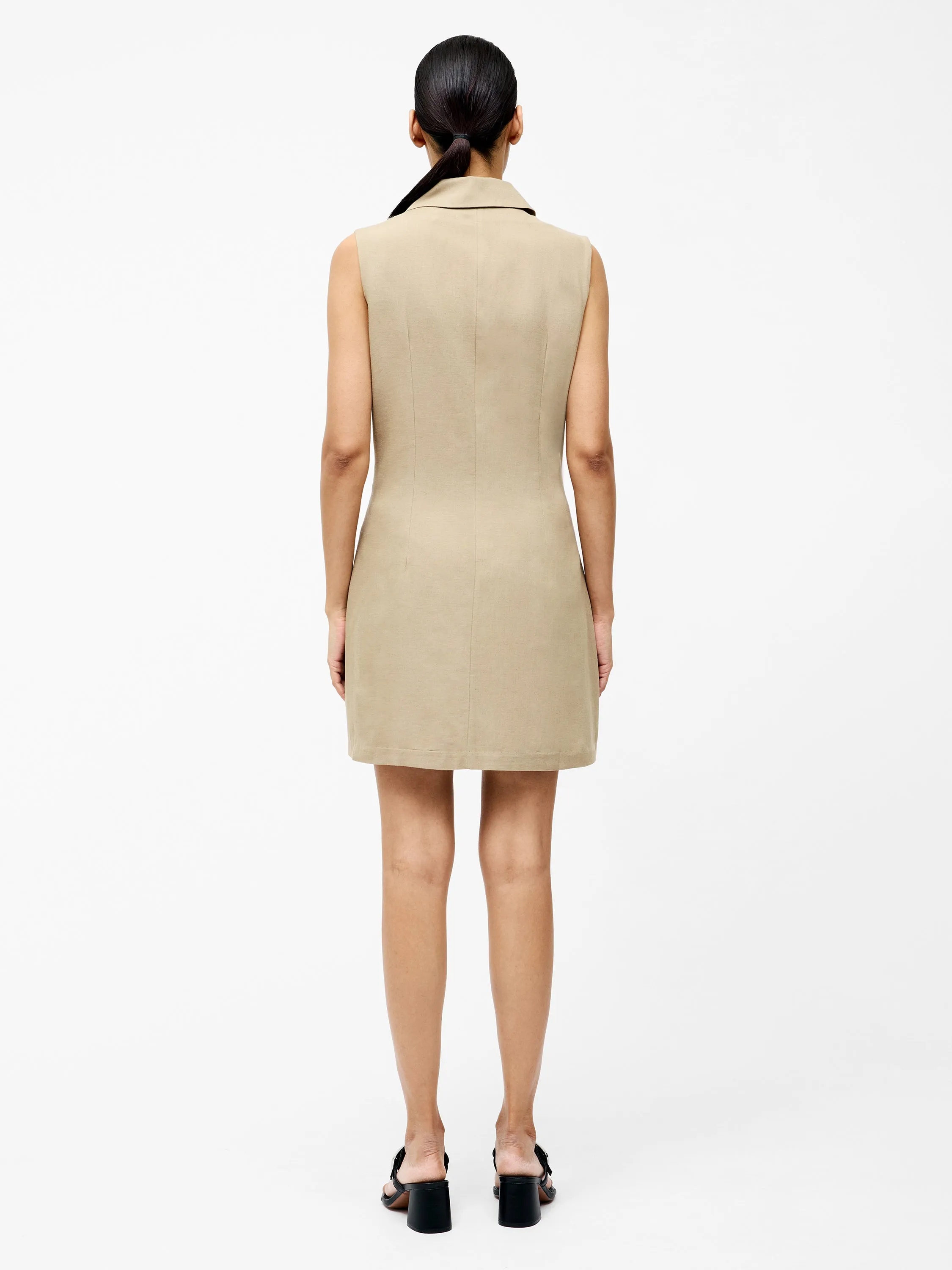 Linen Sleeveless Blazer Dress