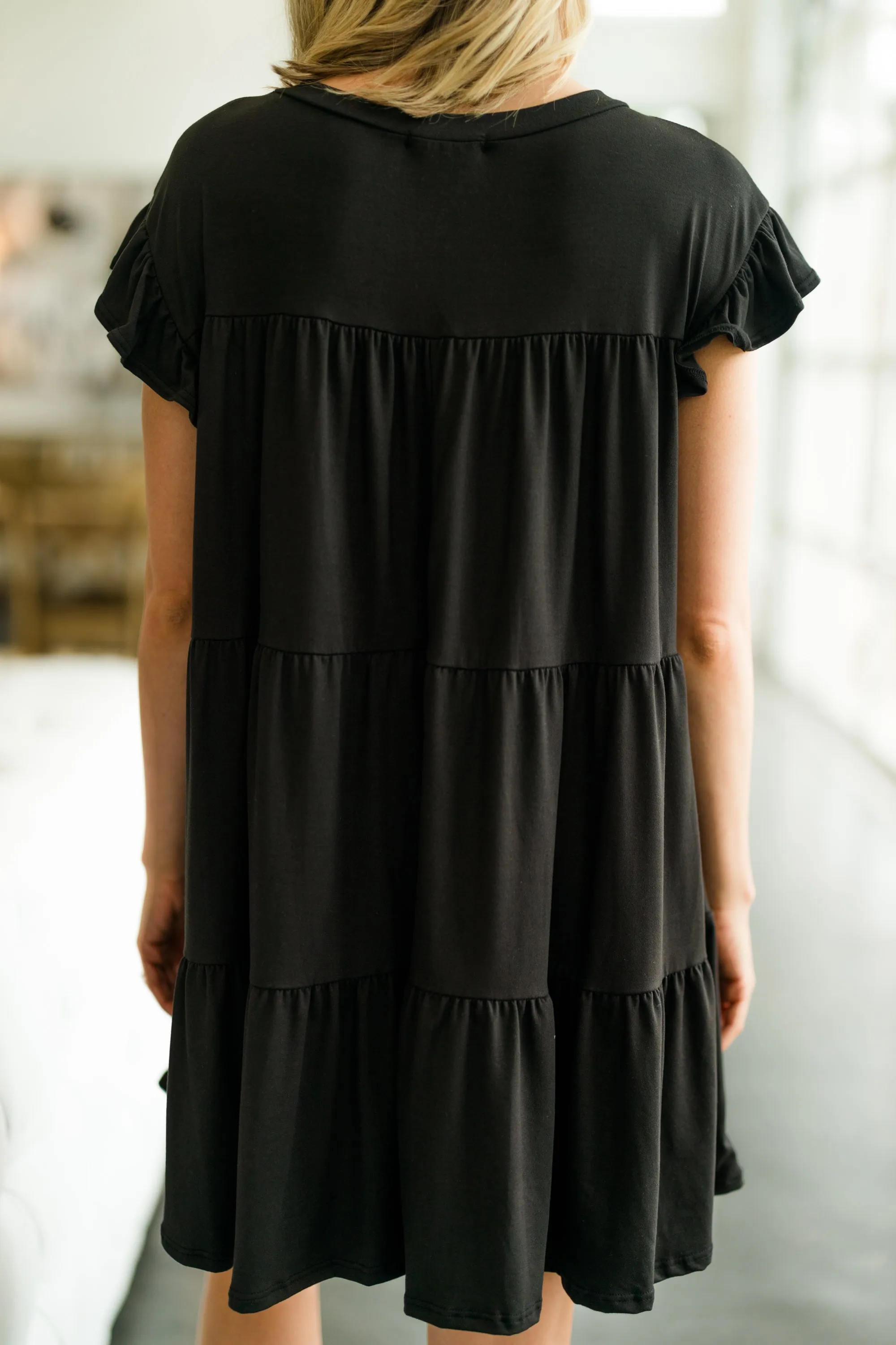 Living For Love Black Tiered Dress
