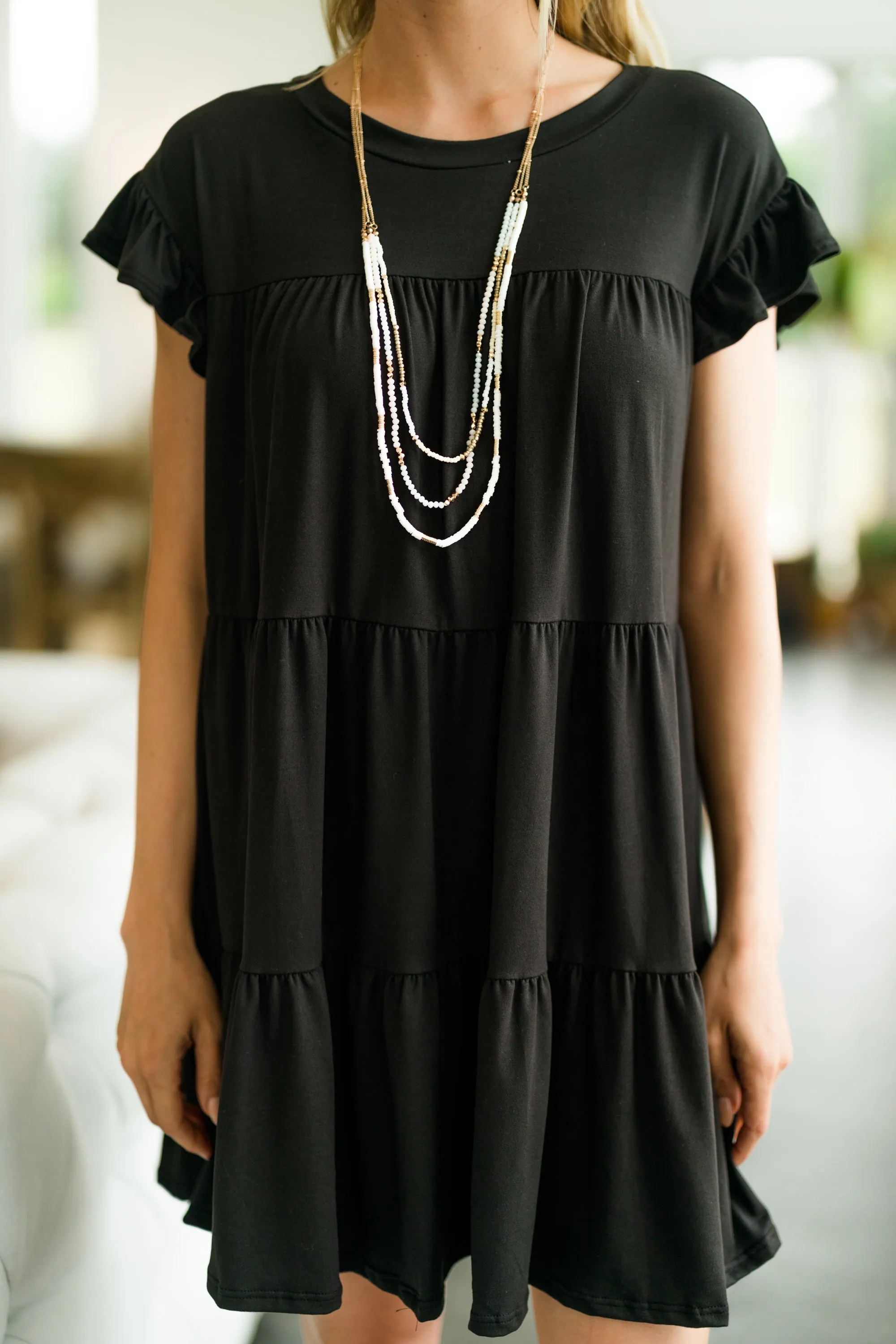 Living For Love Black Tiered Dress